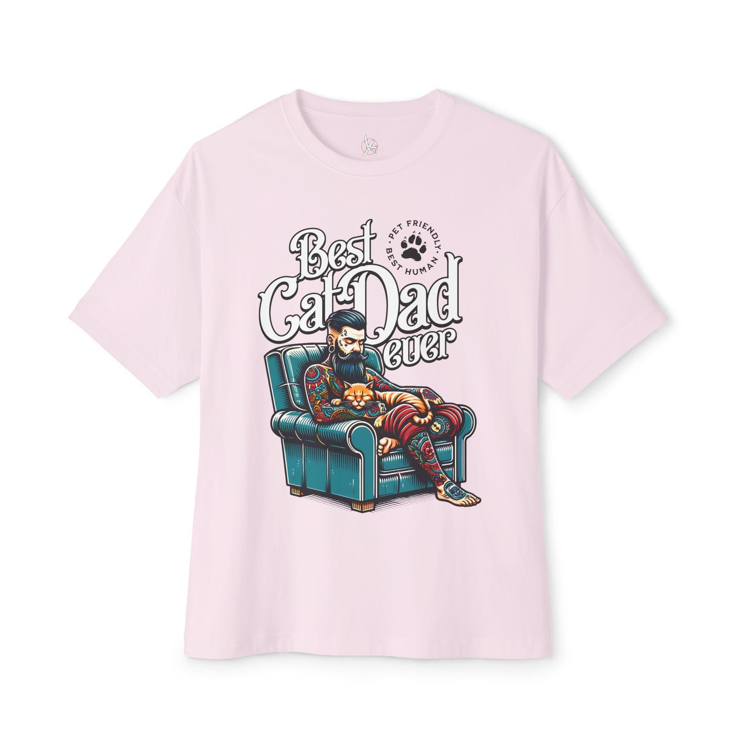 Best Cat Dad Ever Oversized T-Shirt – Relaxed Fit Cat Lover Tee - FPD