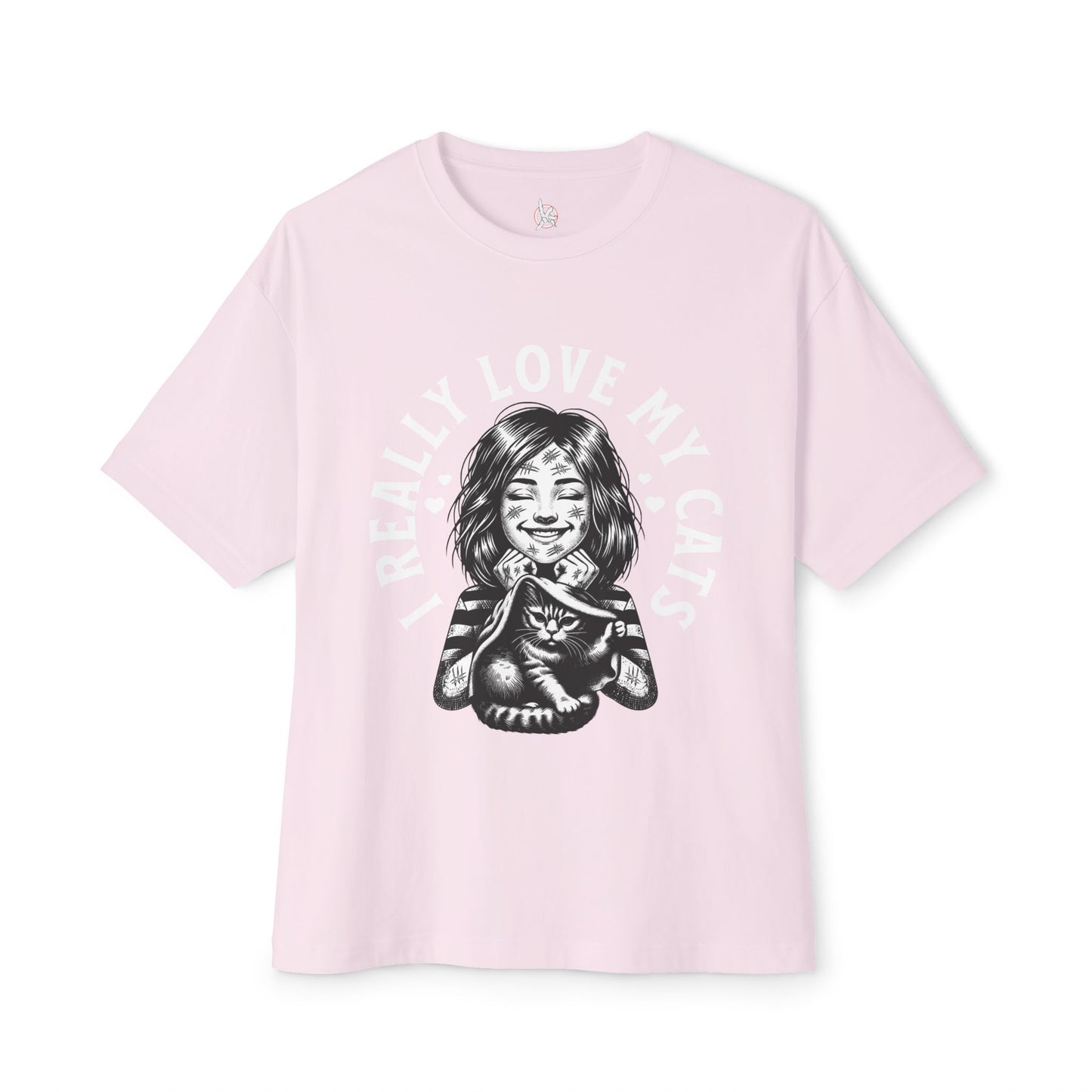 Oversized I Really Love My Cats T-Shirt | Cute Cat Lover Statement Tee - FPD