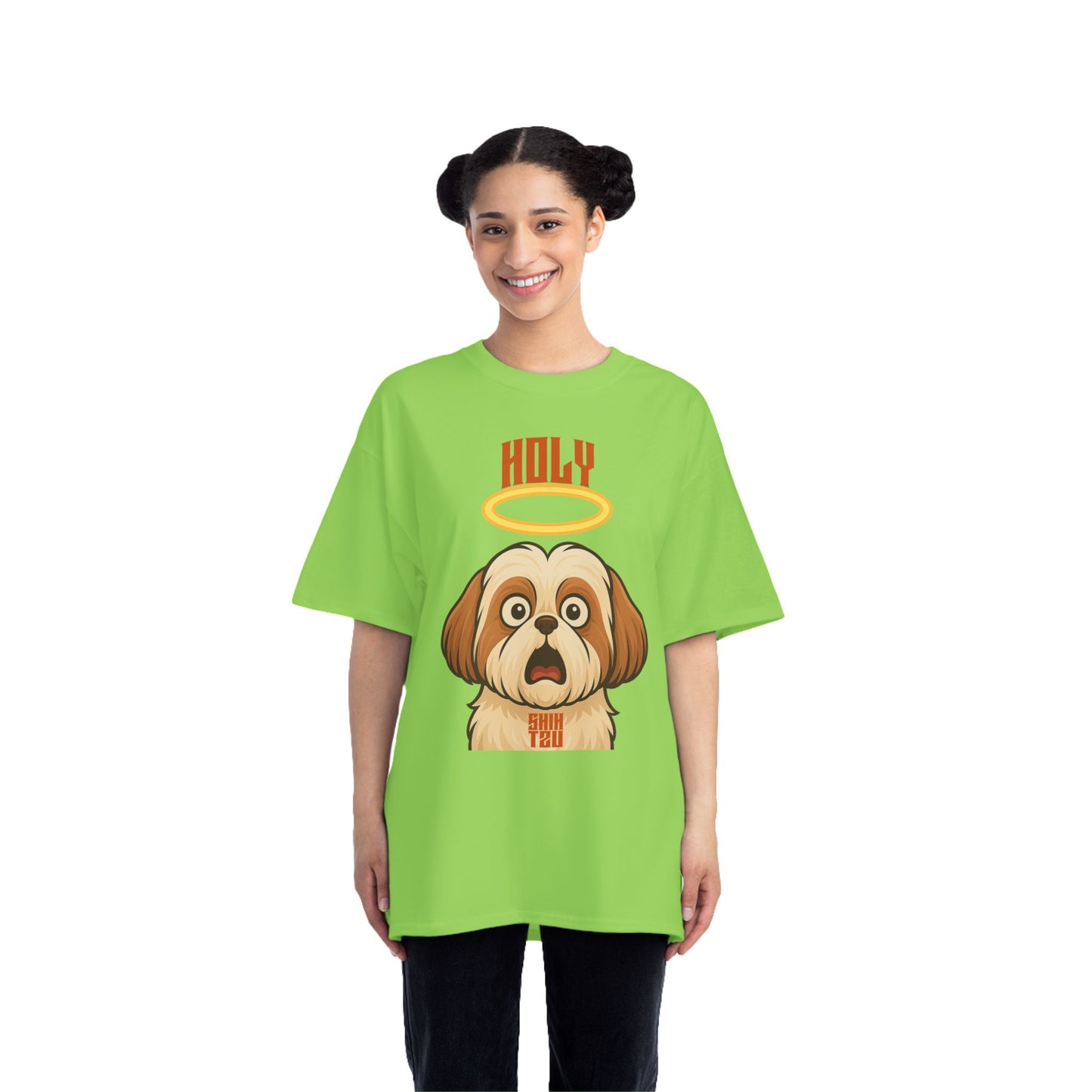 Holy Shih Tzu Oversized T-Shirt – Funny Graphic Print Tee for Men & Women