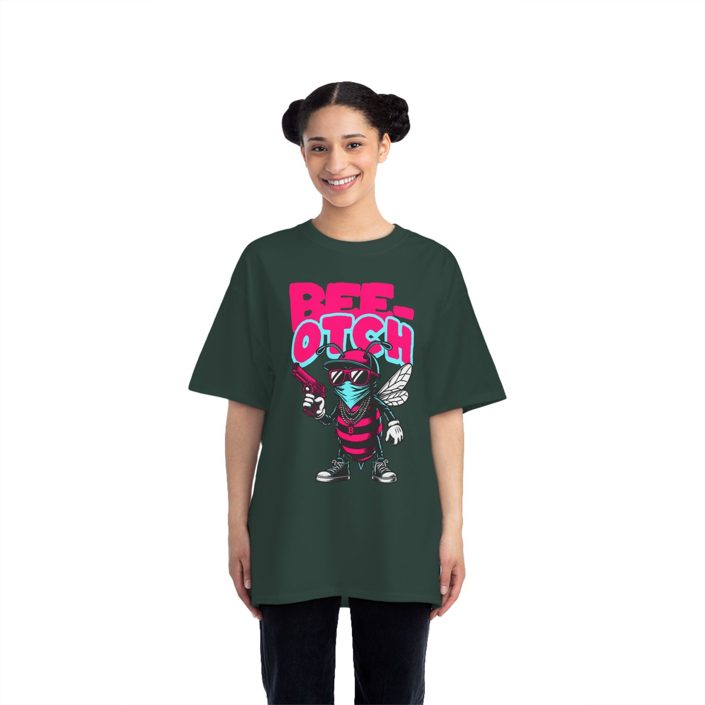 Bee-otch Oversized Graphic T-Shirt – Funny Streetwear Print Tee for Men & Women
