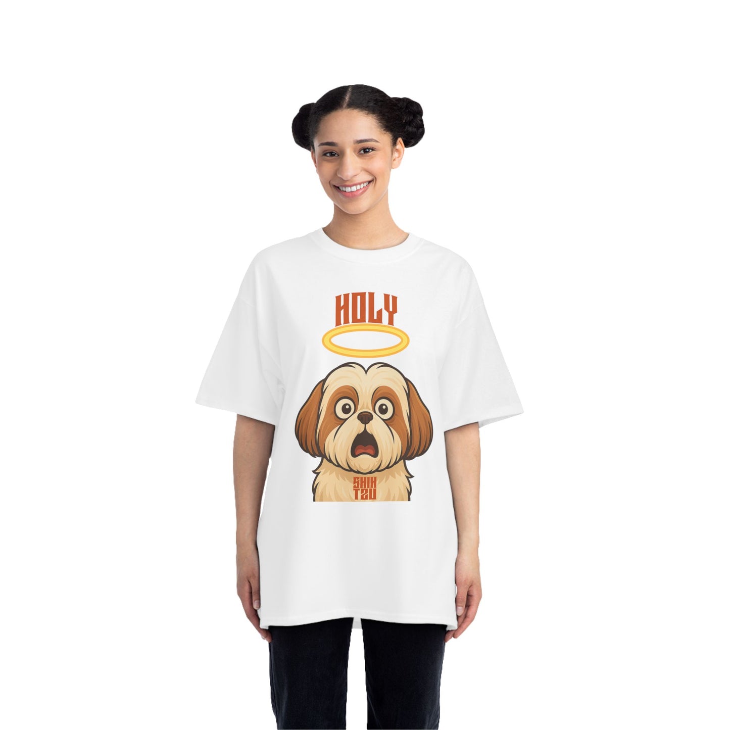 Holy Shih Tzu Oversized T-Shirt – Funny Graphic Print Tee for Men & Women