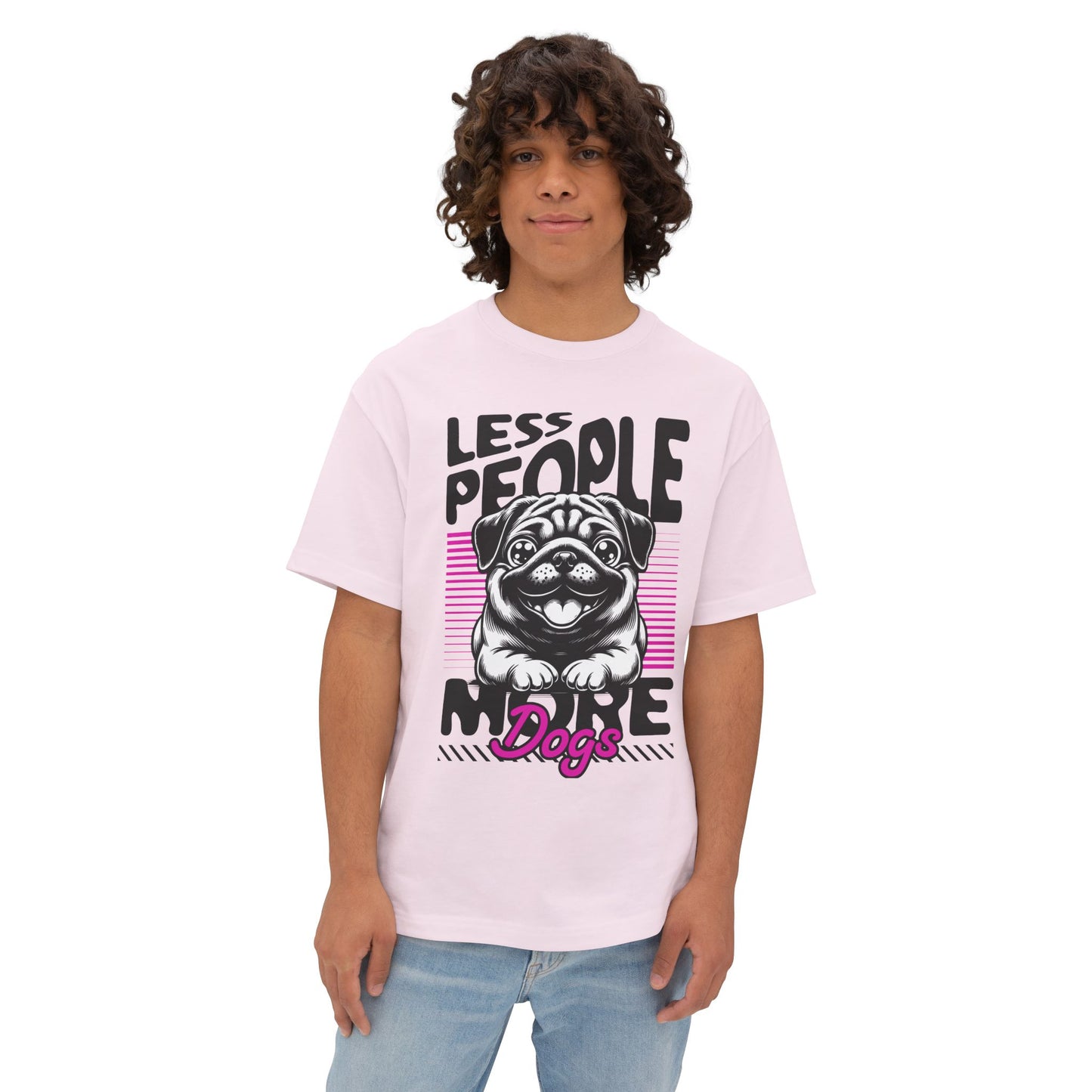 Less People More Dogs Oversized T-Shirt – Relaxed Fit Funny Dog Tee - FPD