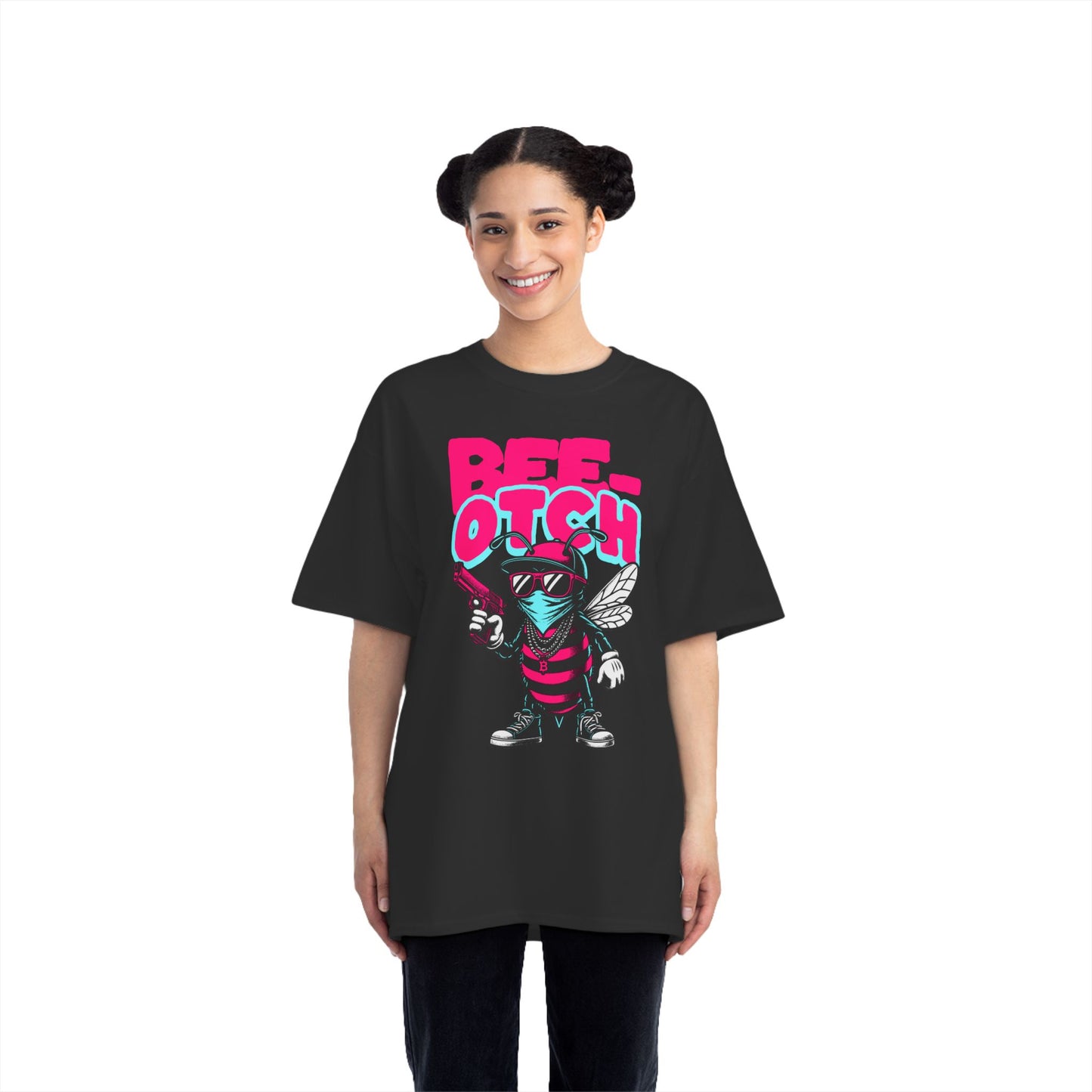 Bee-otch Oversized Graphic T-Shirt – Funny Streetwear Print Tee for Men & Women