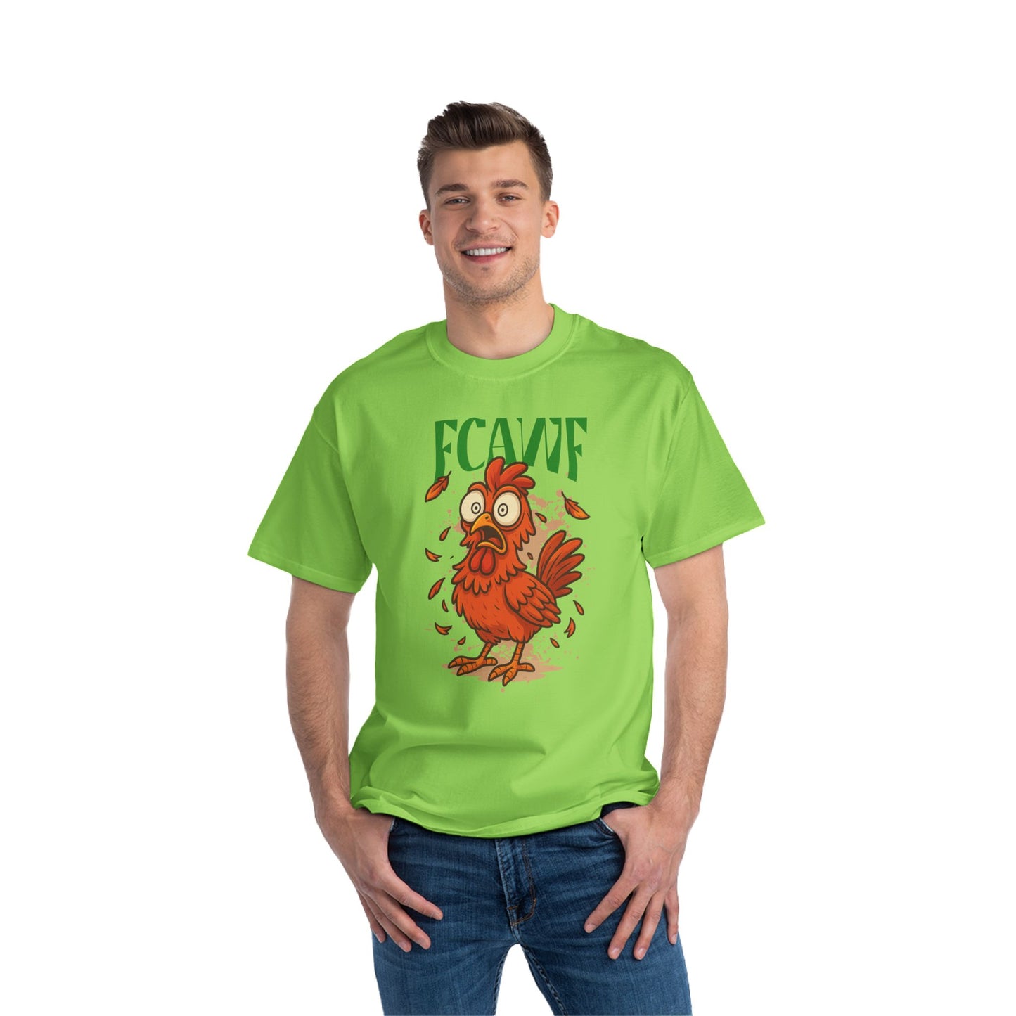 Funny Oversized Chicken T-Shirt – Graphic Tee Print for Men & Women | Shocked Chicken Cartoon Design