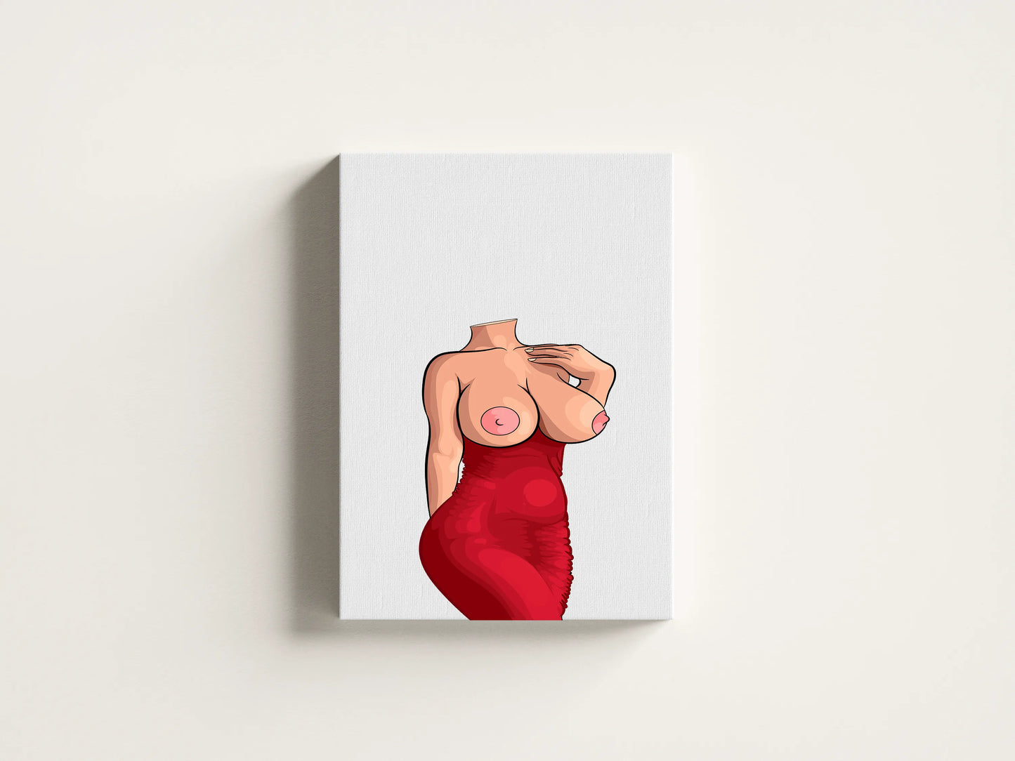 Elegant digital art of a woman in a form-fitting red dress, showcasing bold curves and refined details, perfect for fashion illustrations.