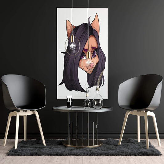 Digital artwork featuring a black-haired furry character with purple eyes and pink nose, ideal for creative projects; Baked Art - Furries Model 11.