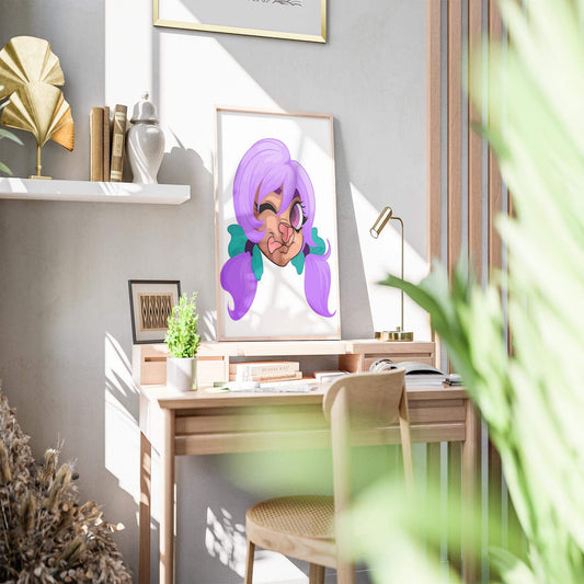 Furries Model 13 digital art with playful winking lilac twin-tails.