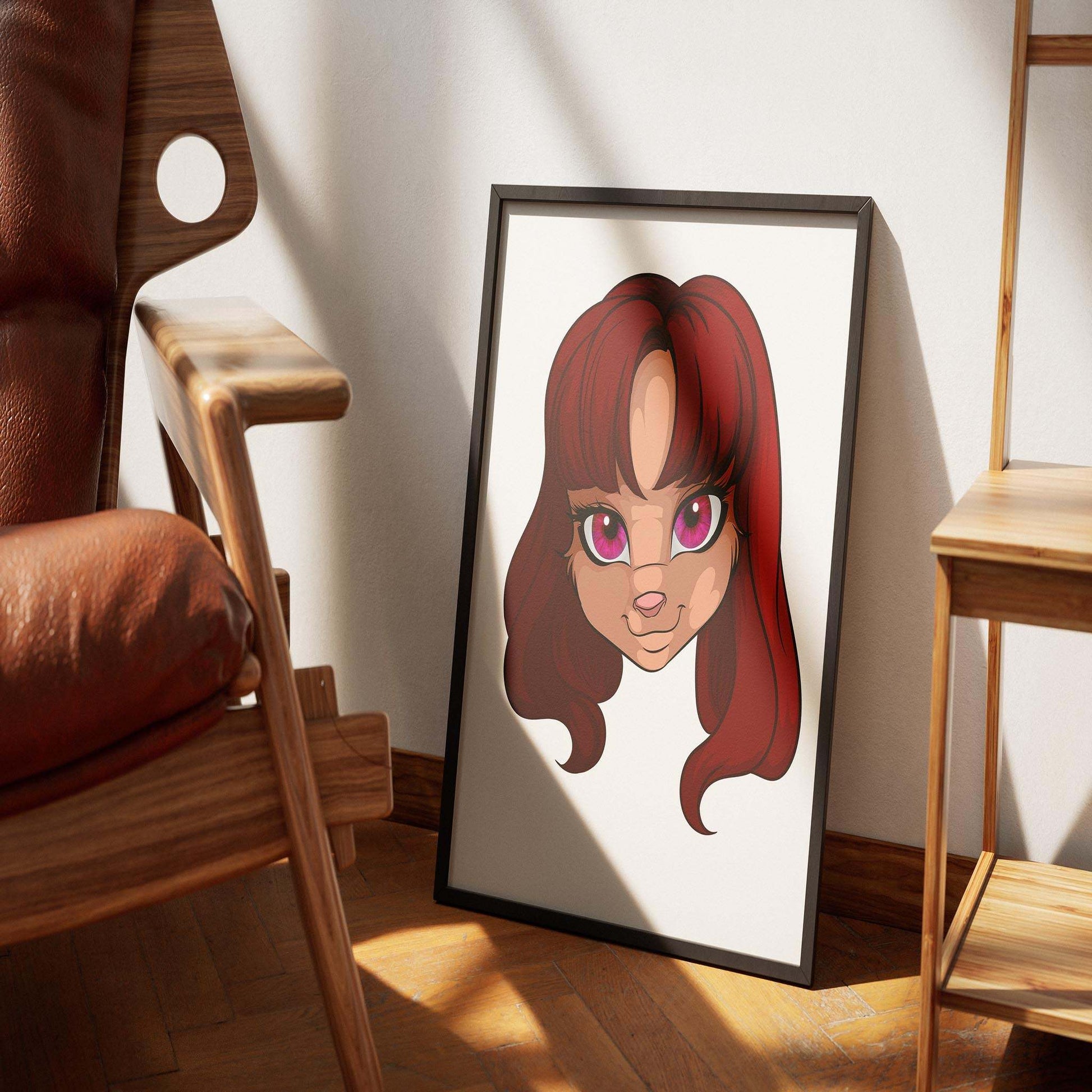 Baked Art - Furries Model 20 digital illustration with pink hair and eyes, ideal for digital projects.