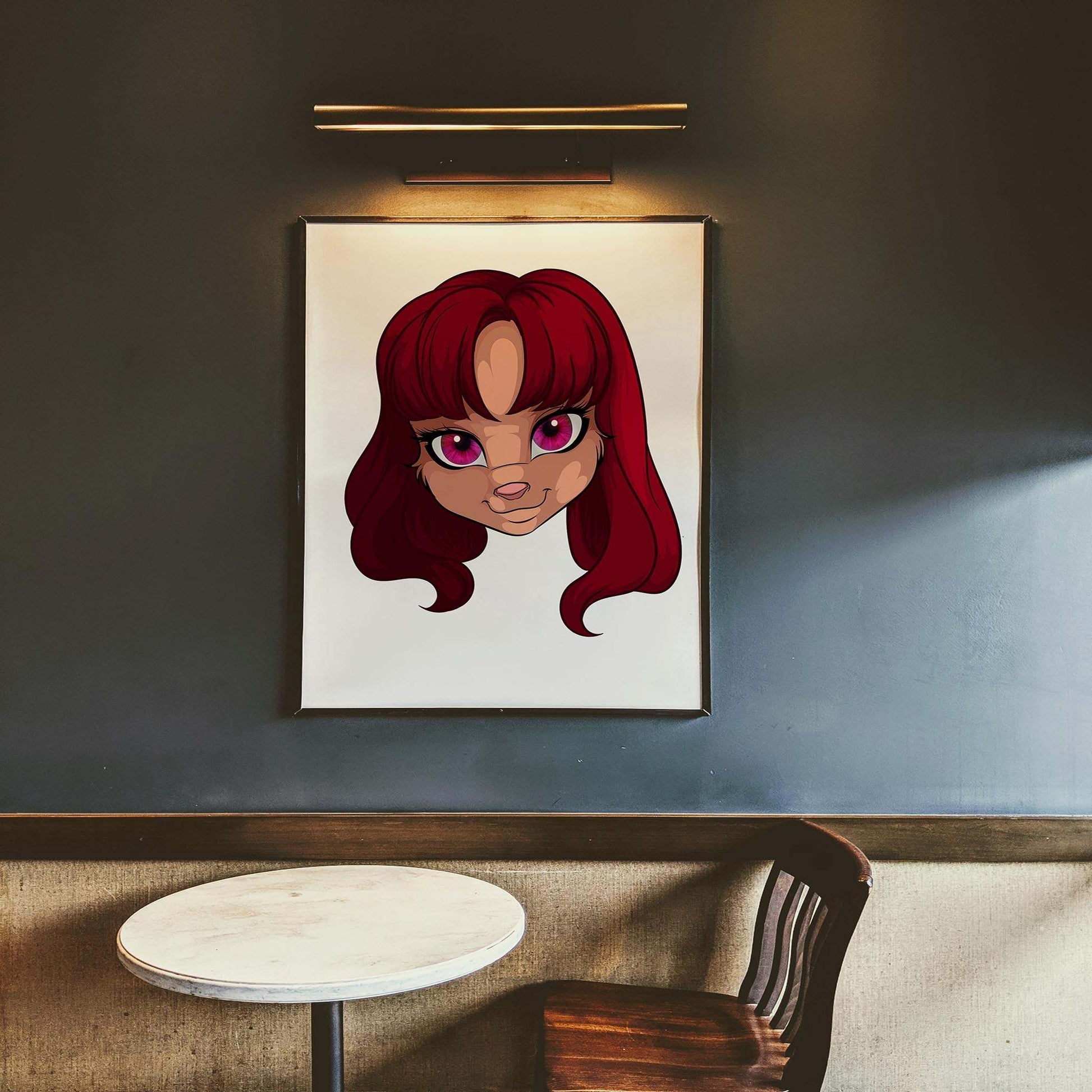 Furries Model 20 digital art featuring character with pink hair and vibrant eyes.