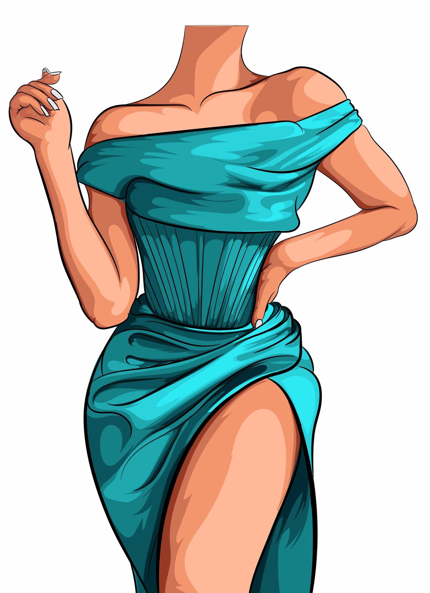 Elegant digital artwork featuring a vibrant red off-shoulder dress from the Baked Art - Dress 1 Bundle.