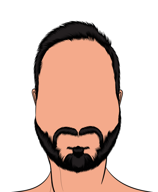 Character and human faces model digital art with beard, no facial features.