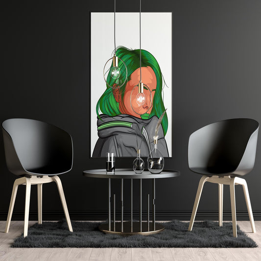 Character & Human Faces Model 19 artwork featuring green-haired character, ideal for modern digitalized arts.