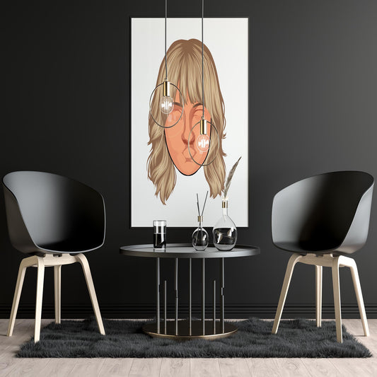 Character & Human Faces Model 23 - Digitalized Art Illustration in Modern Interior.