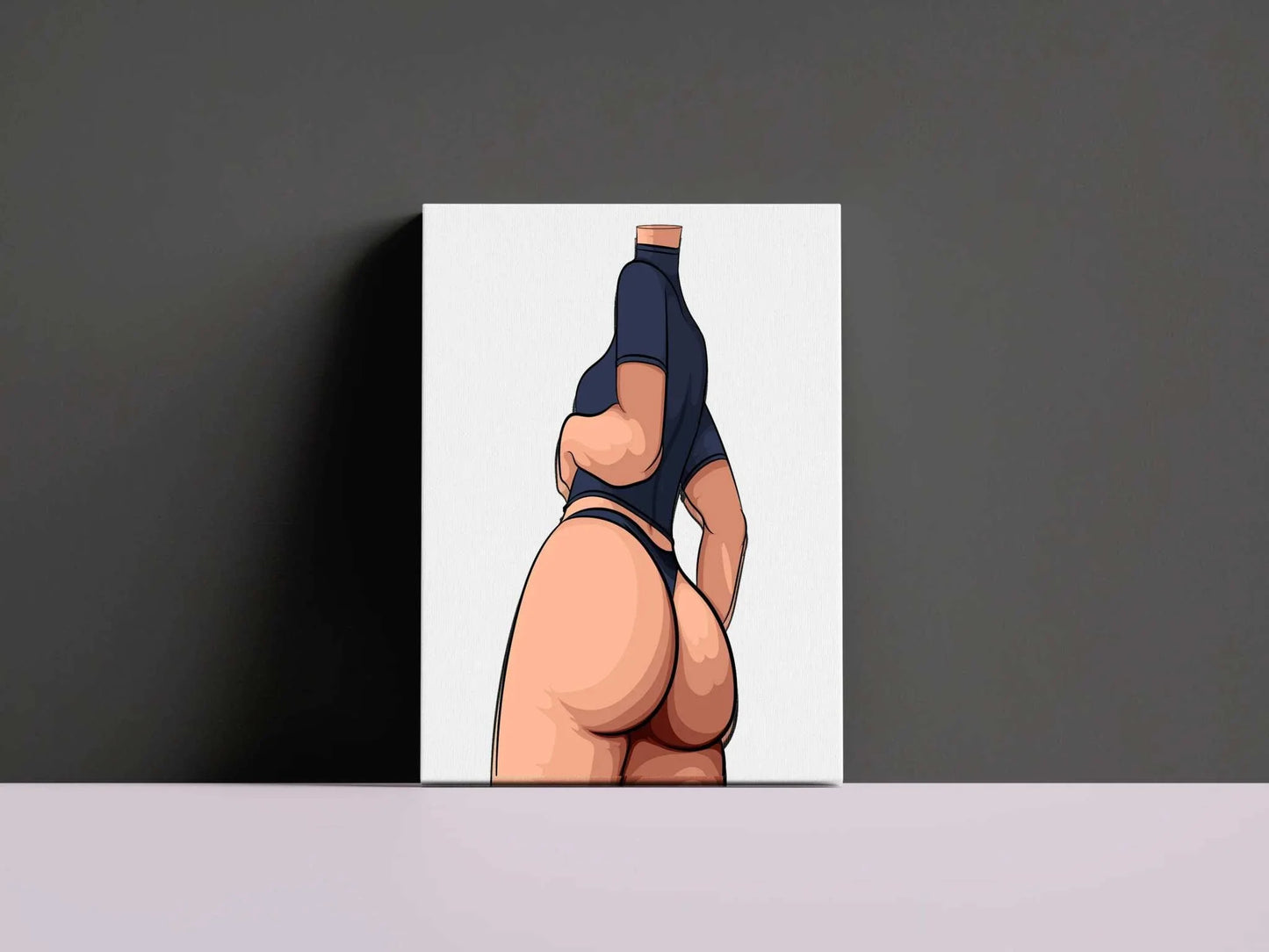 Stylized female figure in fitted top and underwear, emphasizing hips; Baked Art - Model 100.
