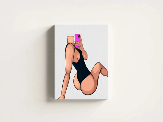 Digital illustration of a stylish figure in black attire, part of Baked Art - Model 101 collection, showcasing vibrant colors and detailed shading.