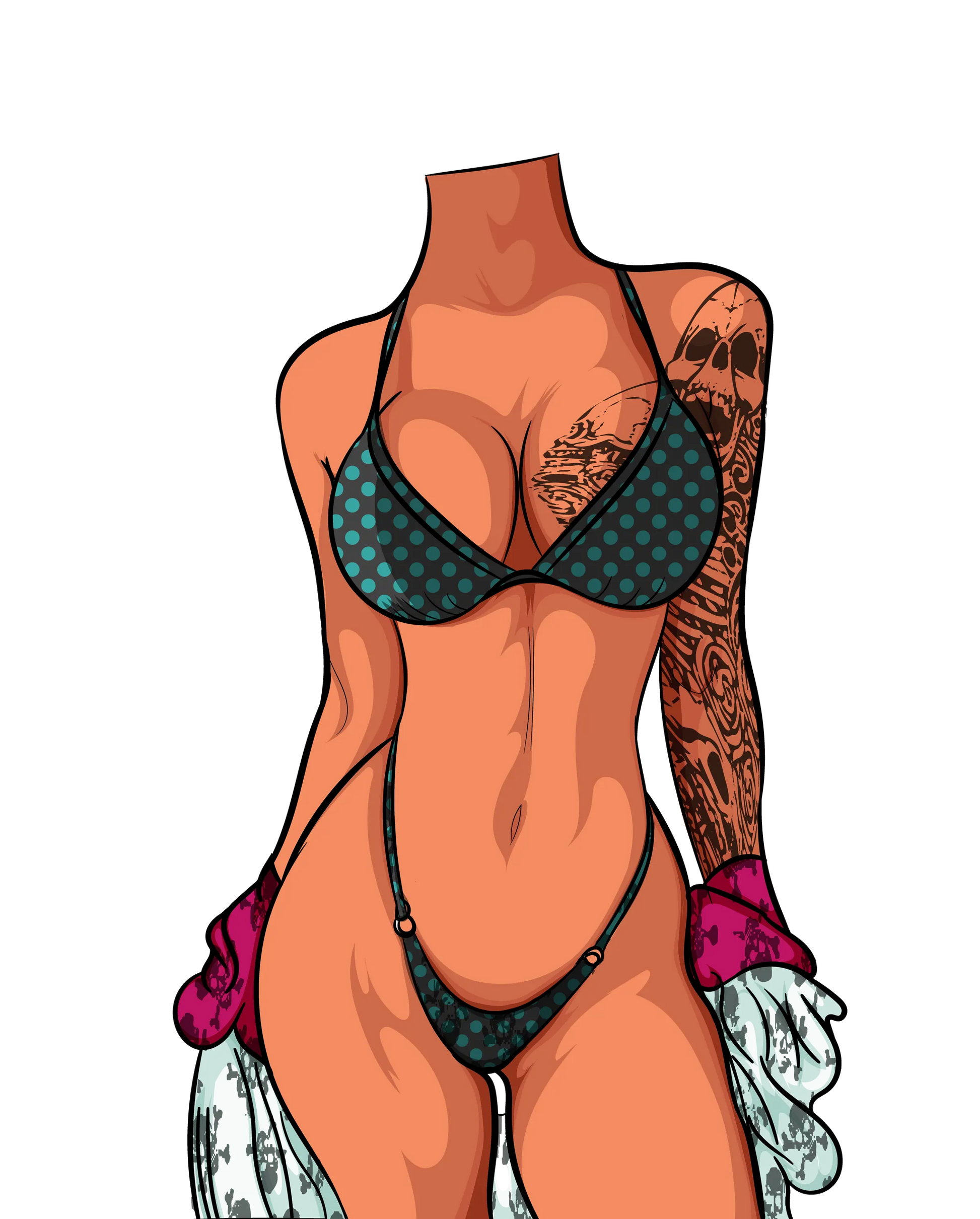 Model 1 Bikini Art digital sketch, minimalist design for artists and designers.