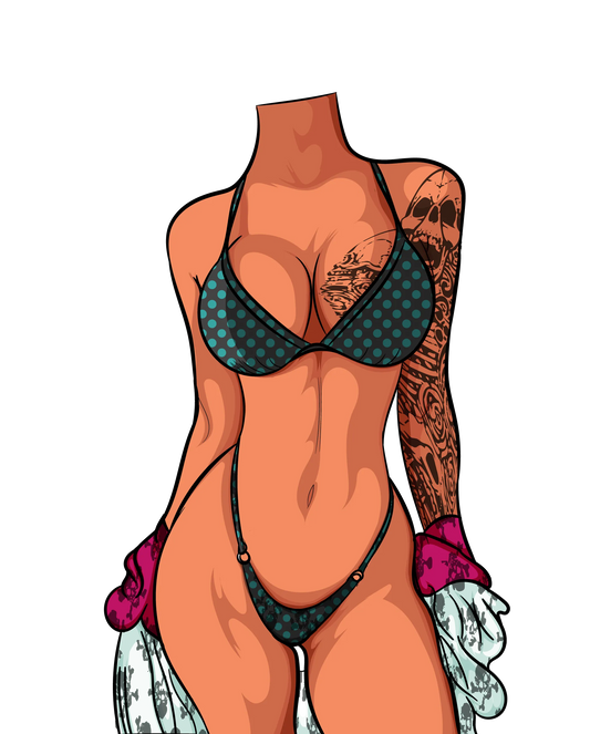 Model 1 Bikini Art digital sketch, minimalist design for artists and designers.