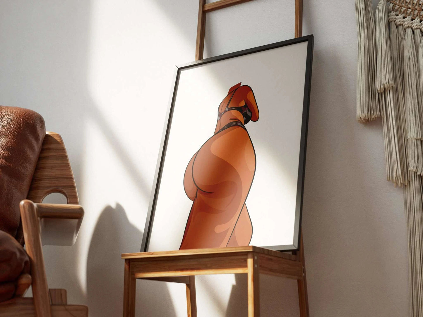 Model 10 - Baked Art digital illustration on wooden easel, showcasing abstract lingerie figure with smooth gradients.