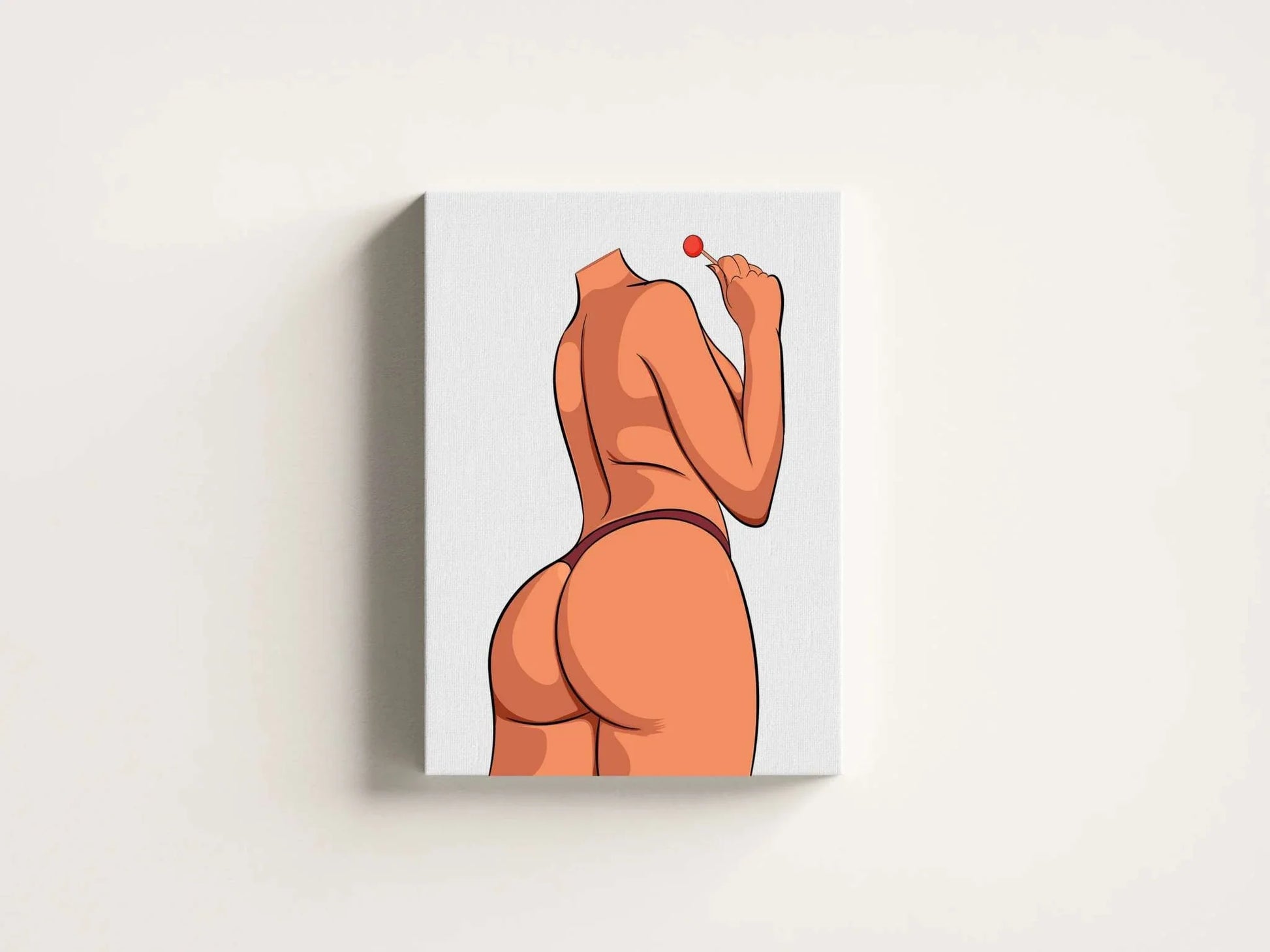 Digital artwork of Lingerie Model 12 with lollipop, featuring minimal lingerie and dynamic pose, ideal for modern illustrations and fashion concepts.