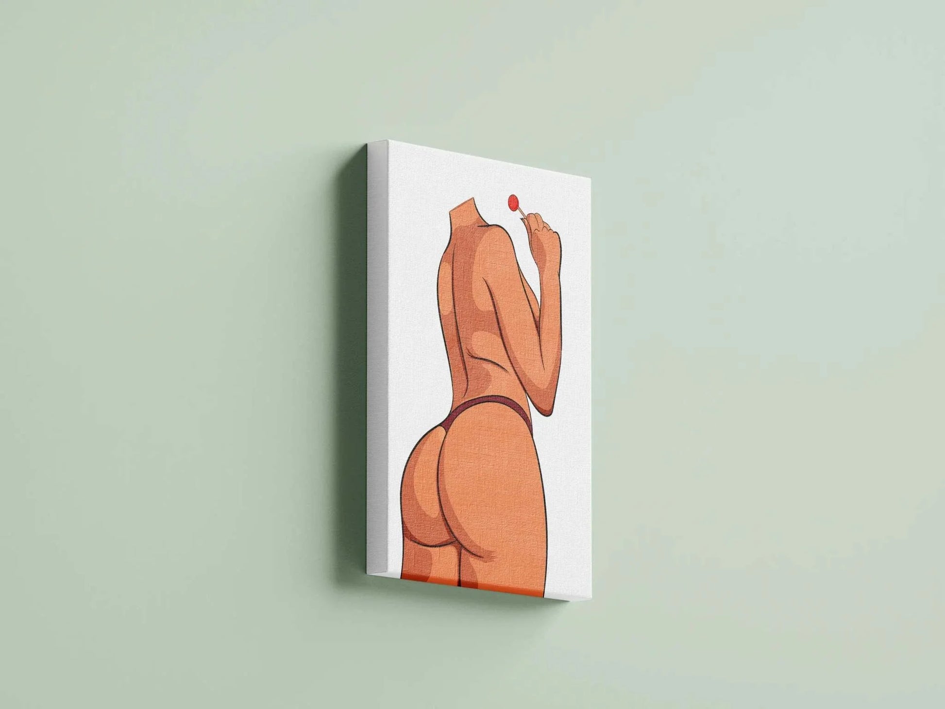 Model 12 - Baked Art digital creation featuring minimal lingerie and red lollipop accent on canvas.