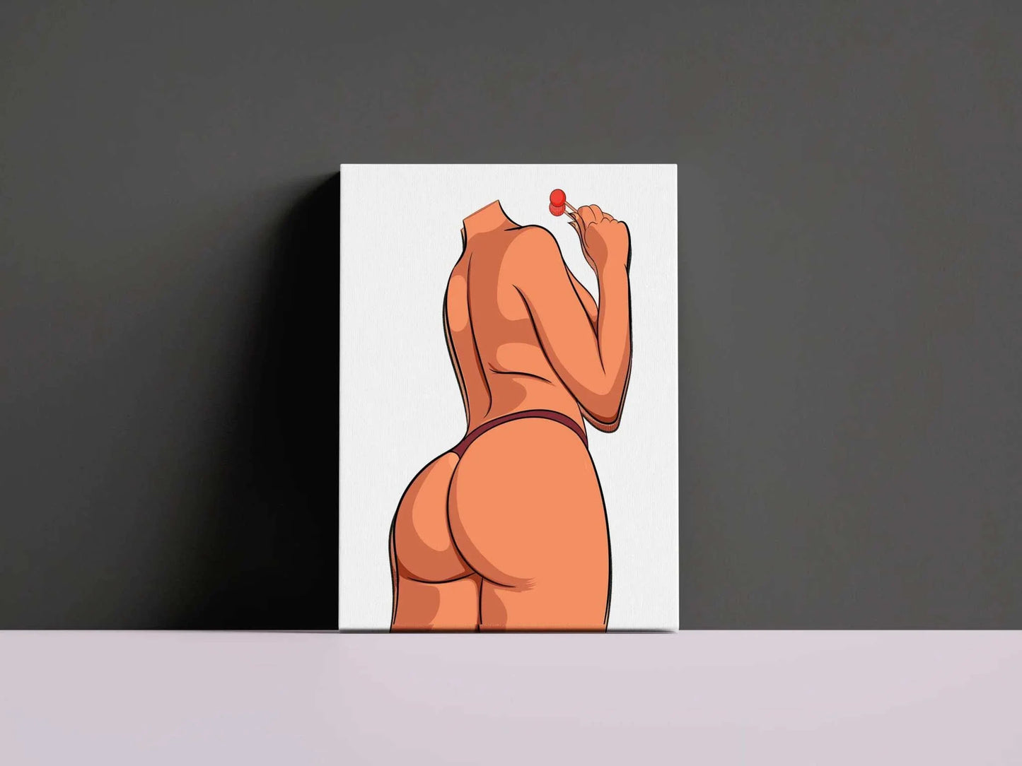 Lingerie Model 12 baked art design with minimal lingerie and red lollipop.