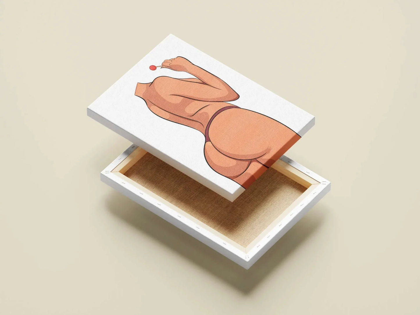 Digital art of a model in lingerie holding a lollipop, titled 'Lingerie Model 12 - Baked Art', perfect for modern illustrations and digital projects.