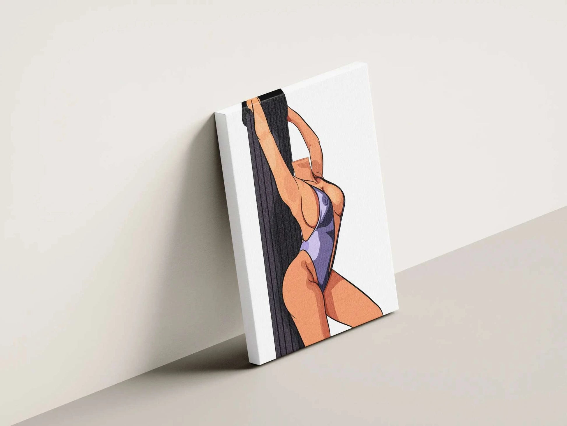 Model 15 - Baked Art digital illustration on canvas with pole fitness theme, featuring vibrant bodysuit and dynamic pose.