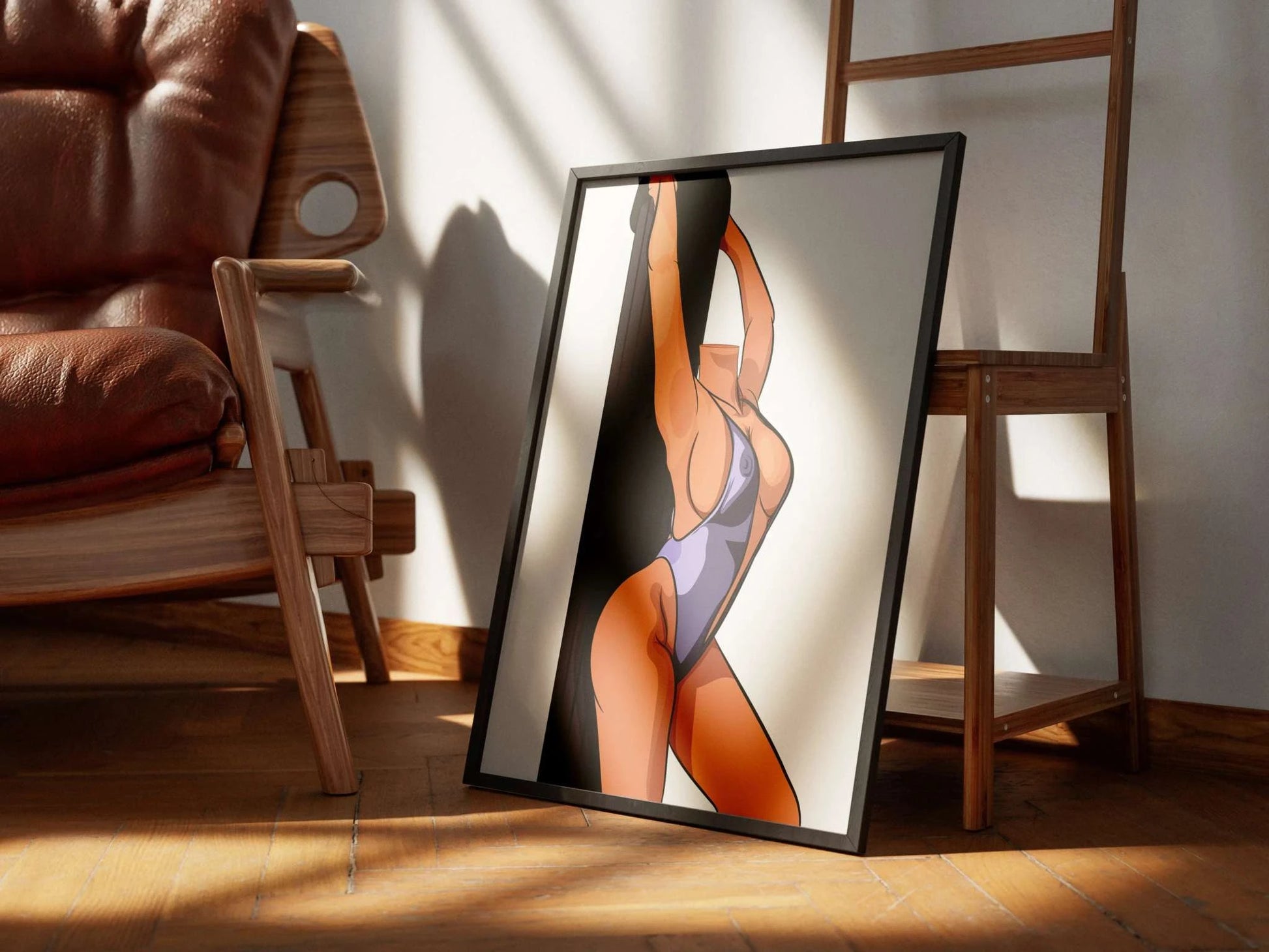 Model 15 Baked Art by Digitalized Arts, high-resolution pole fitness art in a room.