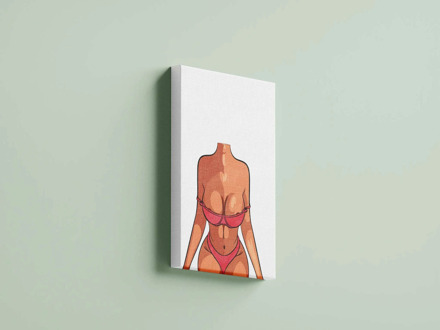 Bikini Model 18 digital artwork on canvas in stylish red bikini, showcasing elegance and smooth shading.