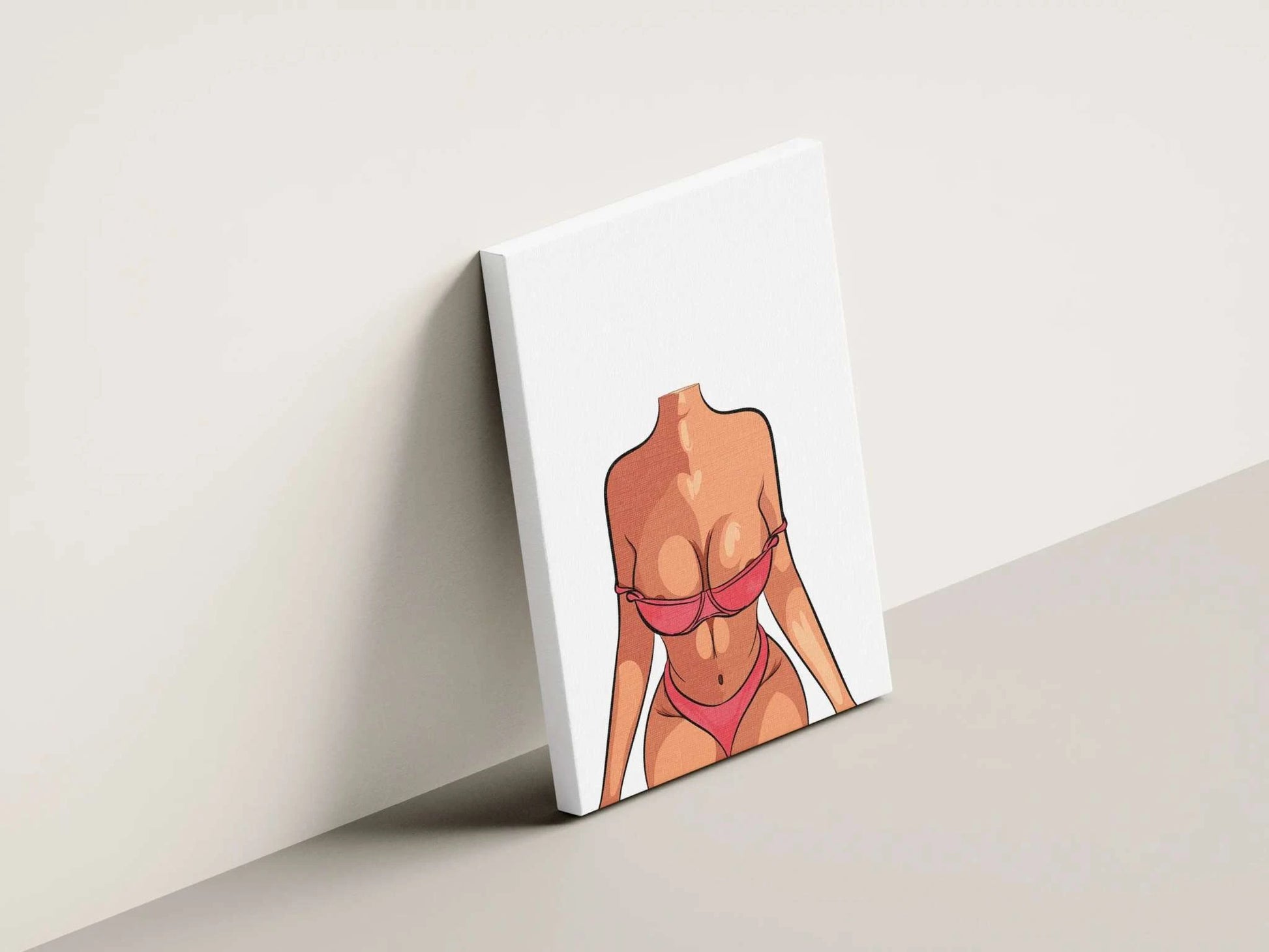 Model 18 - Baked Art illustration featuring a figure in a red bikini, showcasing elegant detailing and lifelike anatomy in sleek digital artwork.