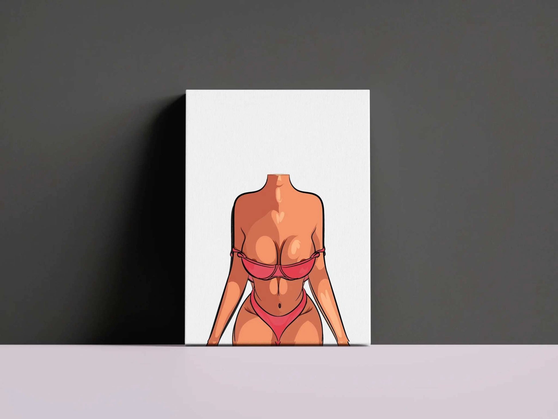 Bikini Model 18 digital art featuring elegant red bikini on white canvas.