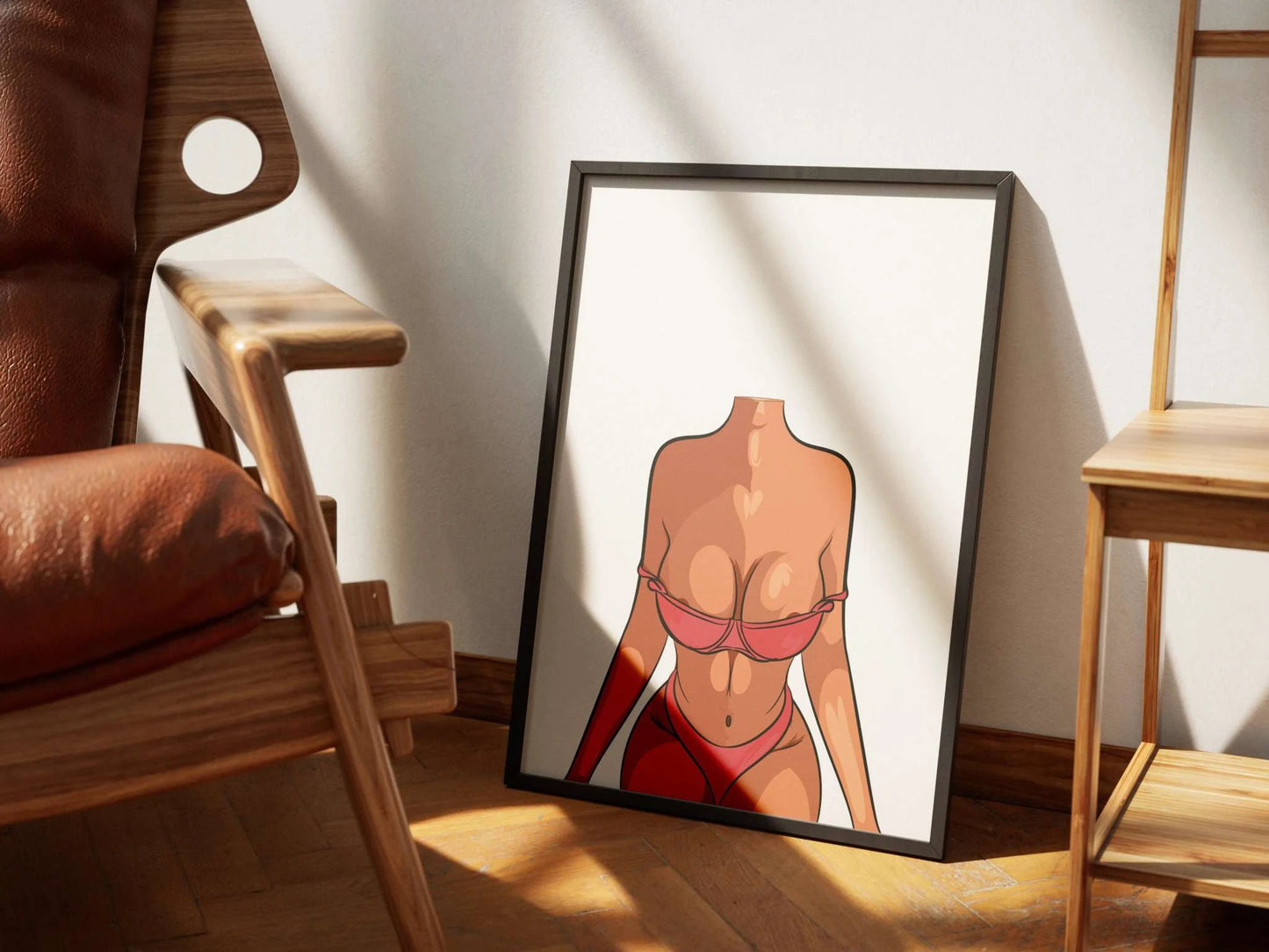 Baked art featuring a figure in a red bikini; modern digital illustration.