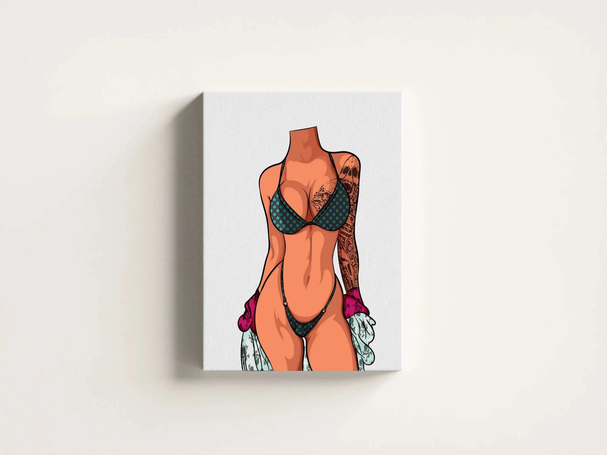 Minimalist digital bikini model art on canvas, perfect for concept art and digital illustrations.