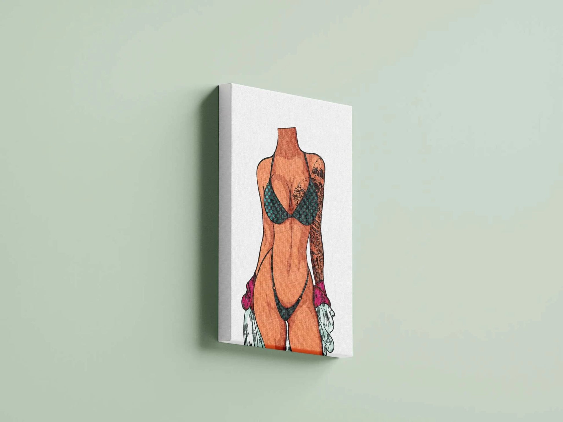 Model 1 Bikini Art digital sketch on canvas, minimalist line art for artists and designers.