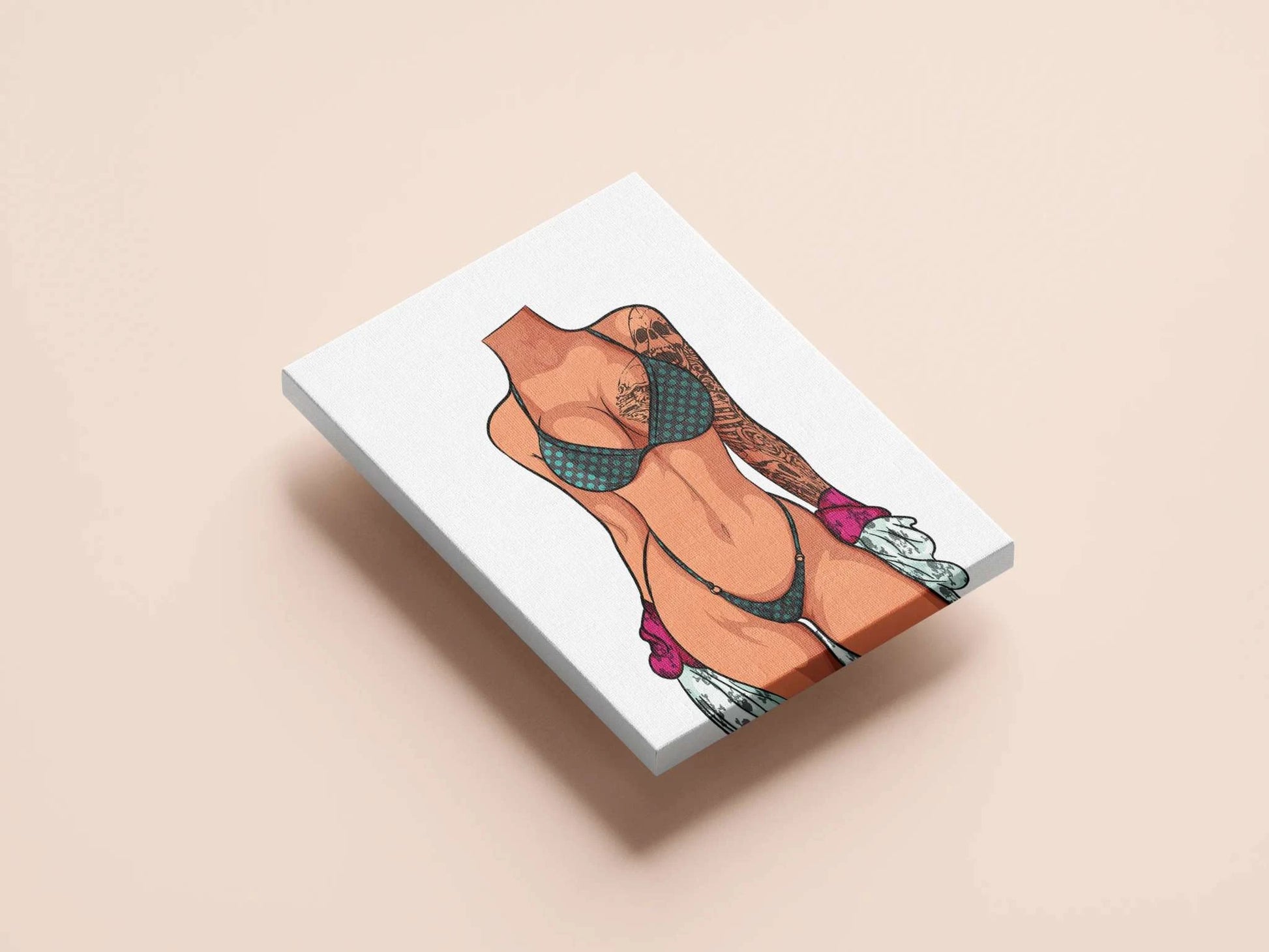 Minimalist digital sketch of a bikini model on canvas for creative projects.