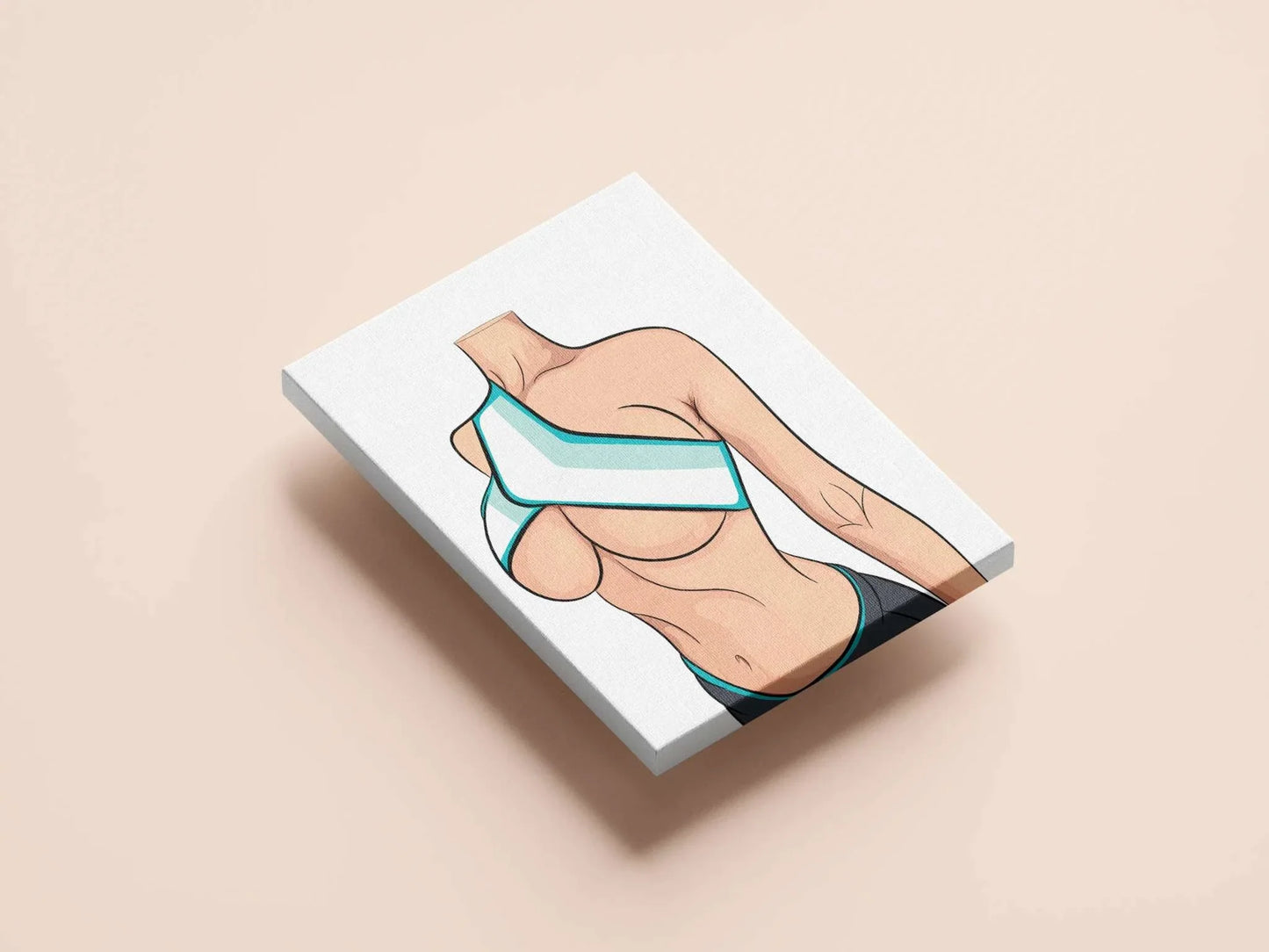 Model 22 - Baked Art featuring athletic figure in modern top on canvas.