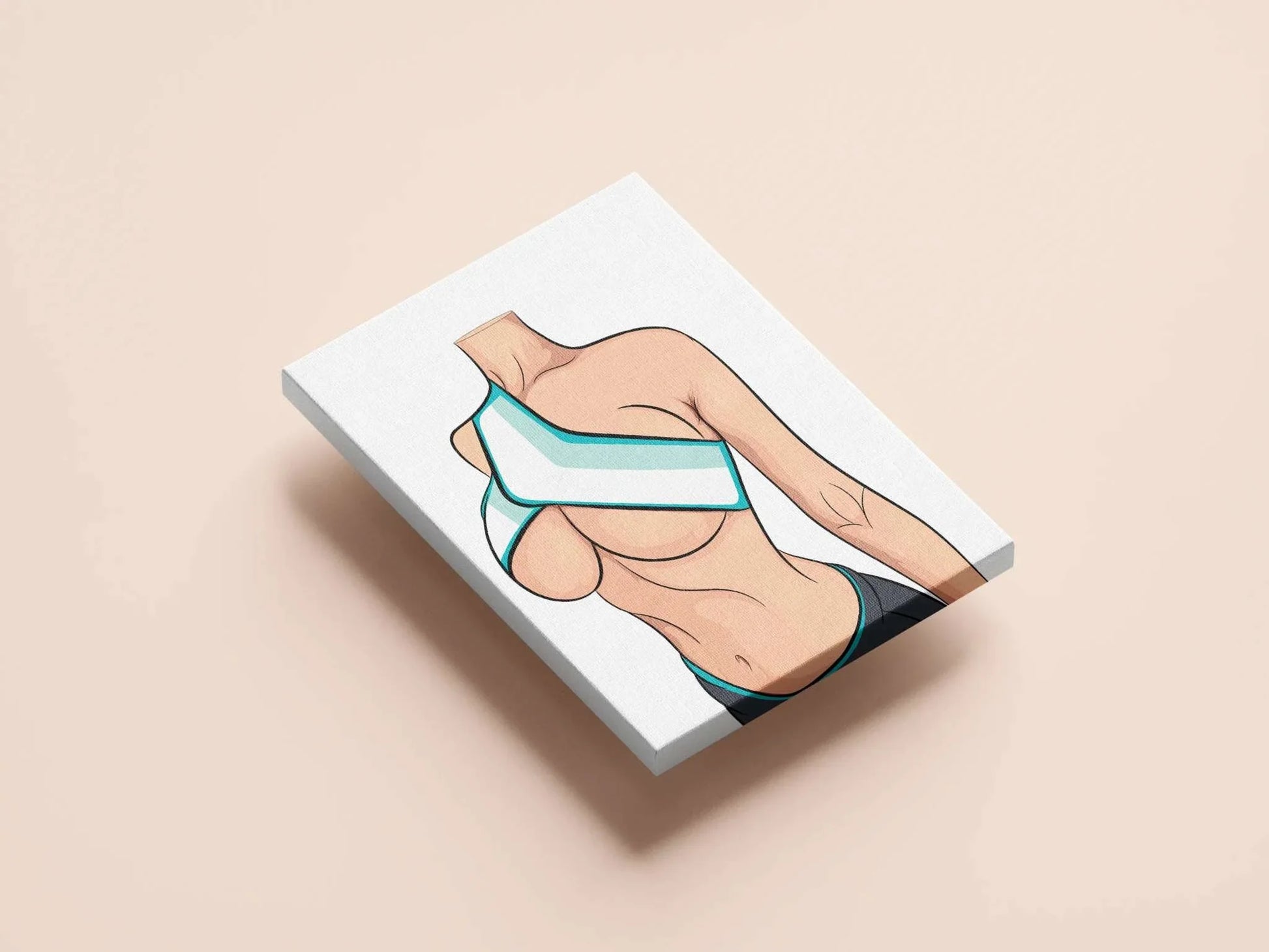 Model 22 - Baked Art featuring athletic figure in modern top on canvas.