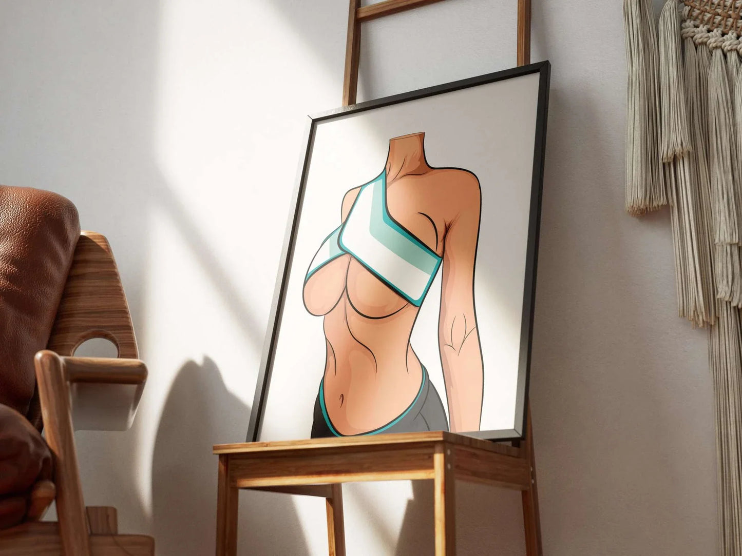 Digital illustration of a model in athletic wear, featuring bold lines and lifelike anatomy, ideal for fitness-themed art.