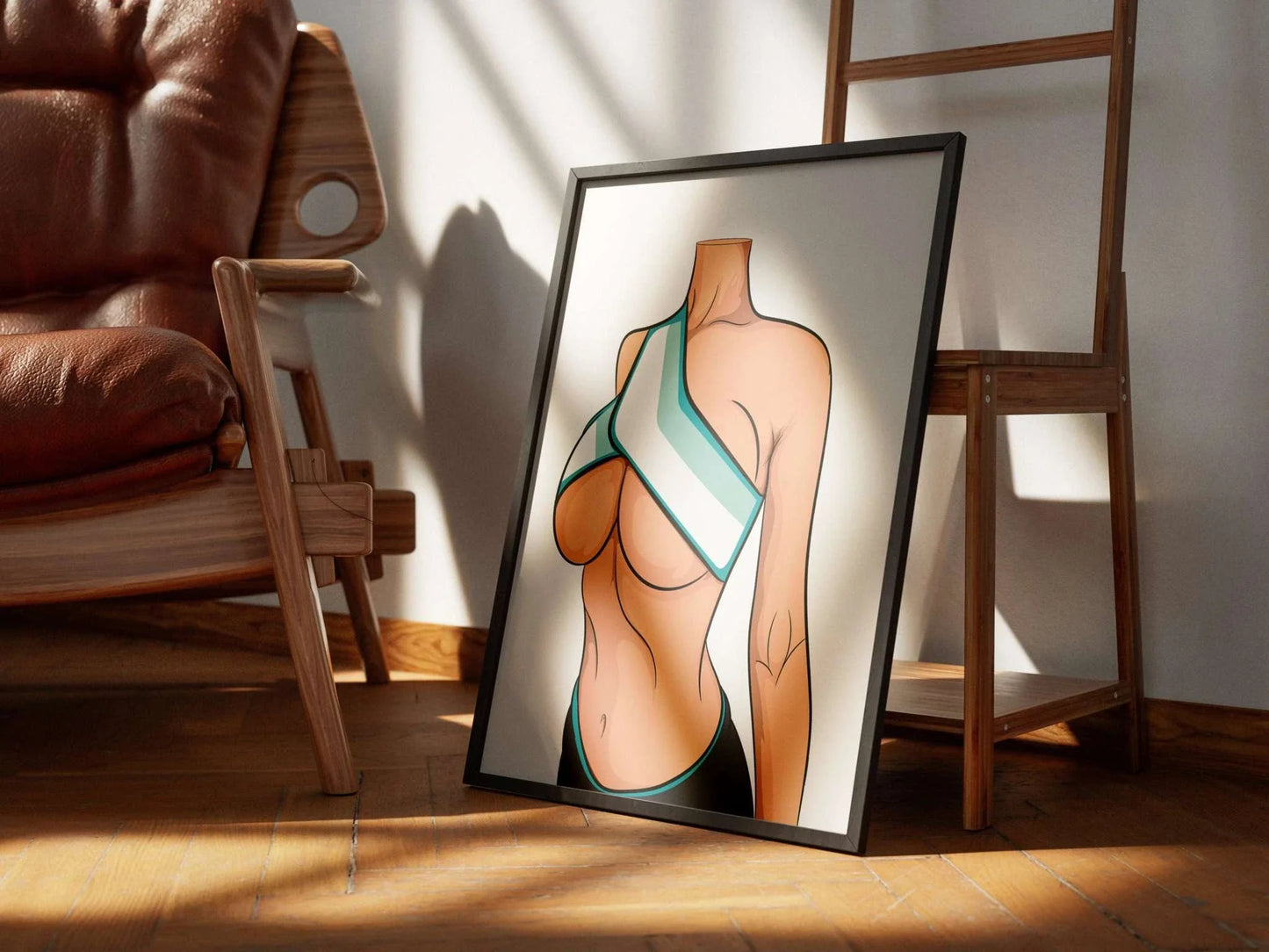 Model 22 - Baked Art: Dynamic athletic-themed digital artwork of torso in modern top.