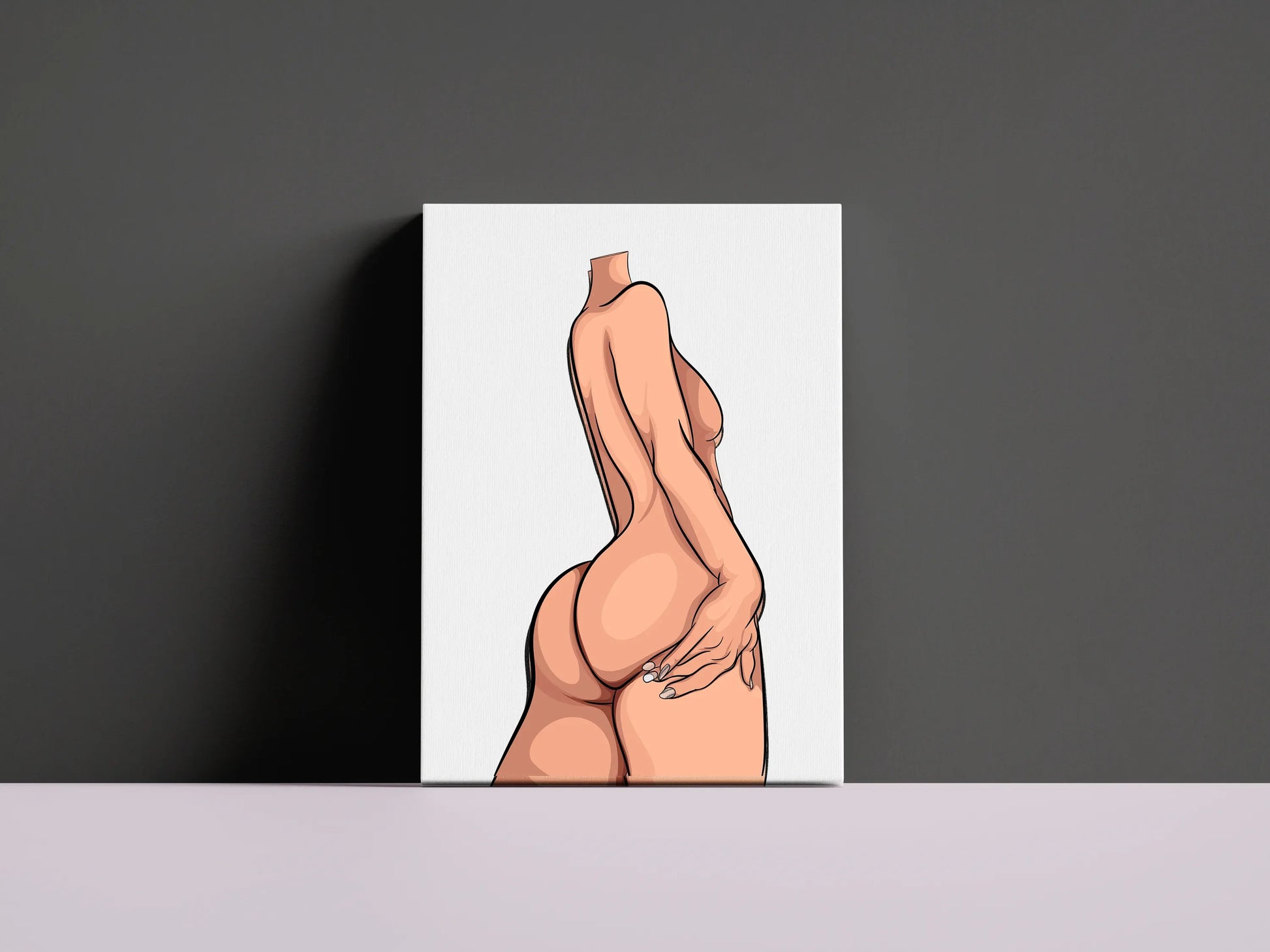 Bold and curvy digital female figure art on canvas with dynamic shading, Model 23, available for instant download.