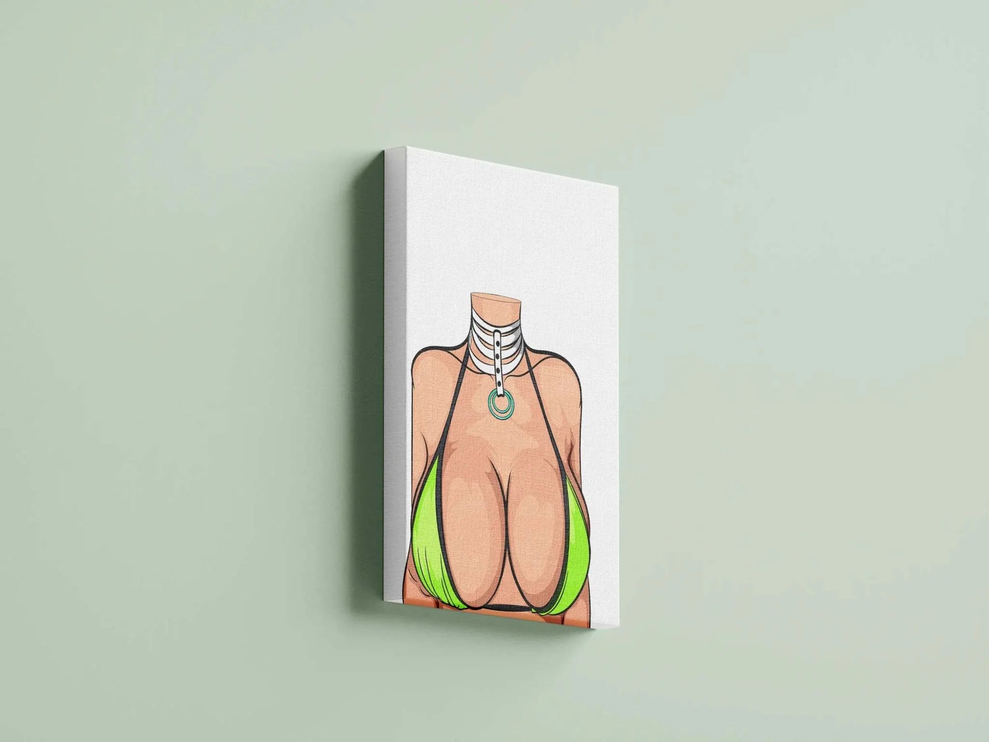 Model 24 - Baked Art digital illustration featuring a figure in a lime bikini and layered choker.