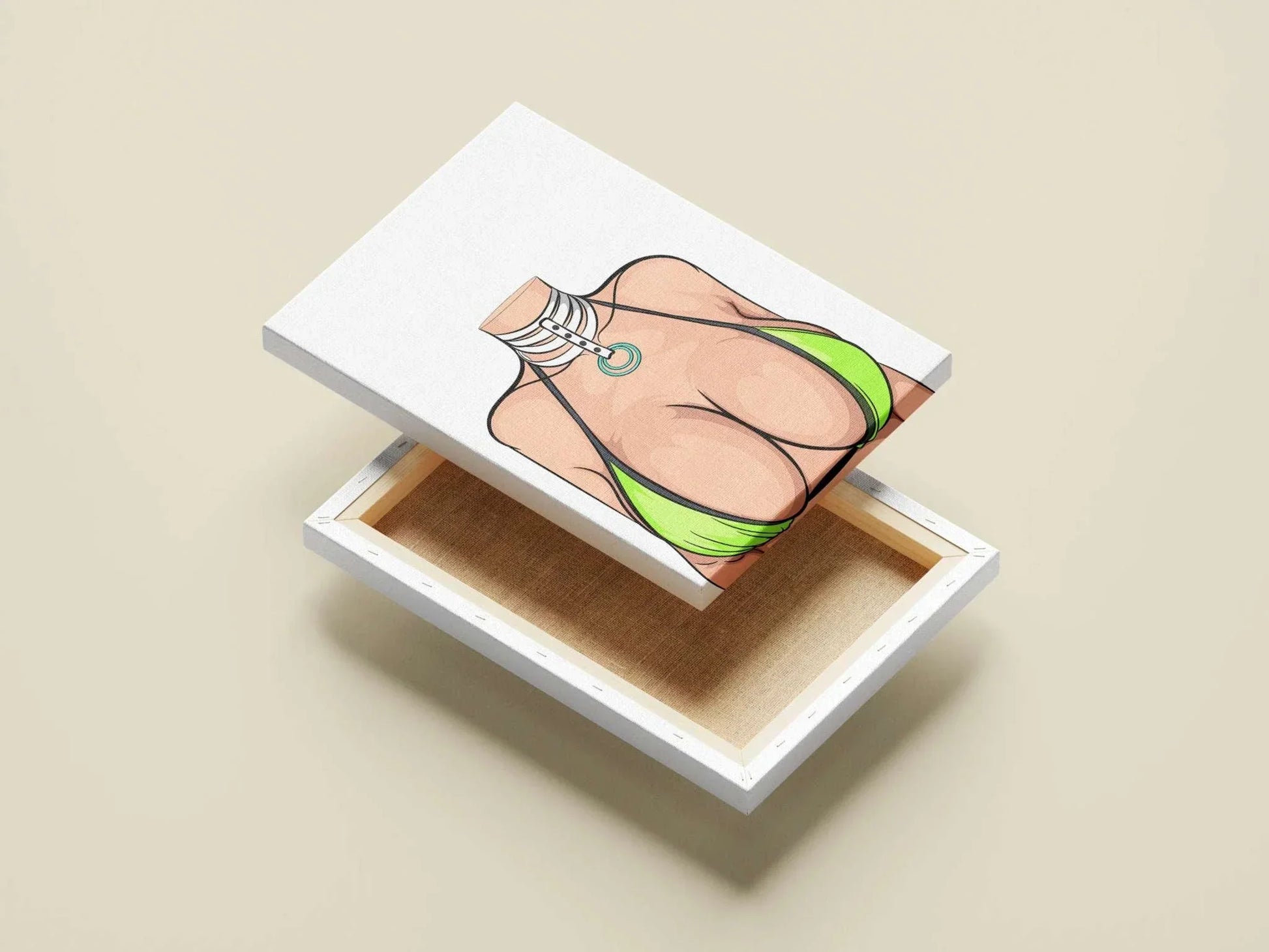 Model 24 - Baked Art: Lingerie artwork in lime bikini with choker, showcasing vibrant digital design.
