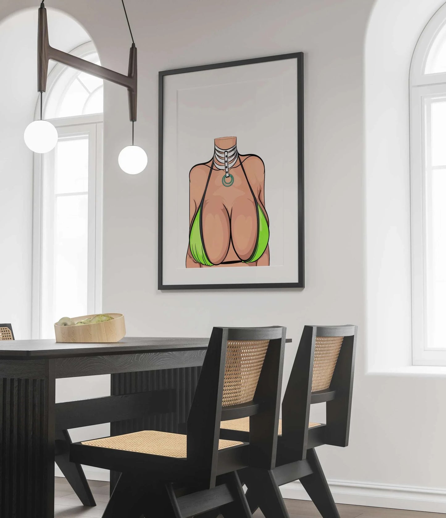Model 24 digital artwork featuring a lime bikini and layered choker, showcasing intricate detailing and lifelike shading.