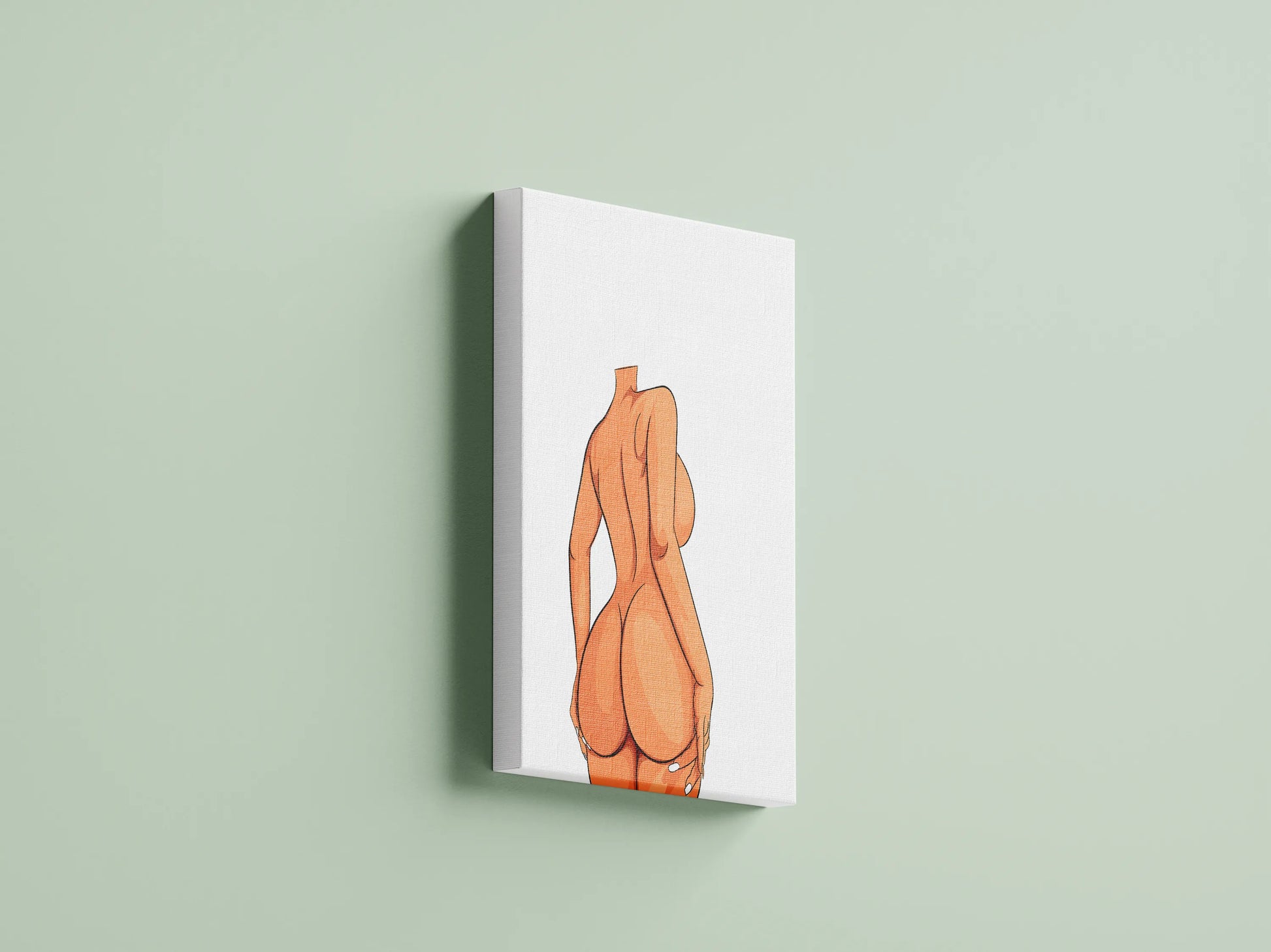 Curvy Elegance digital art figure on canvas with green background, Model 27 illustration.