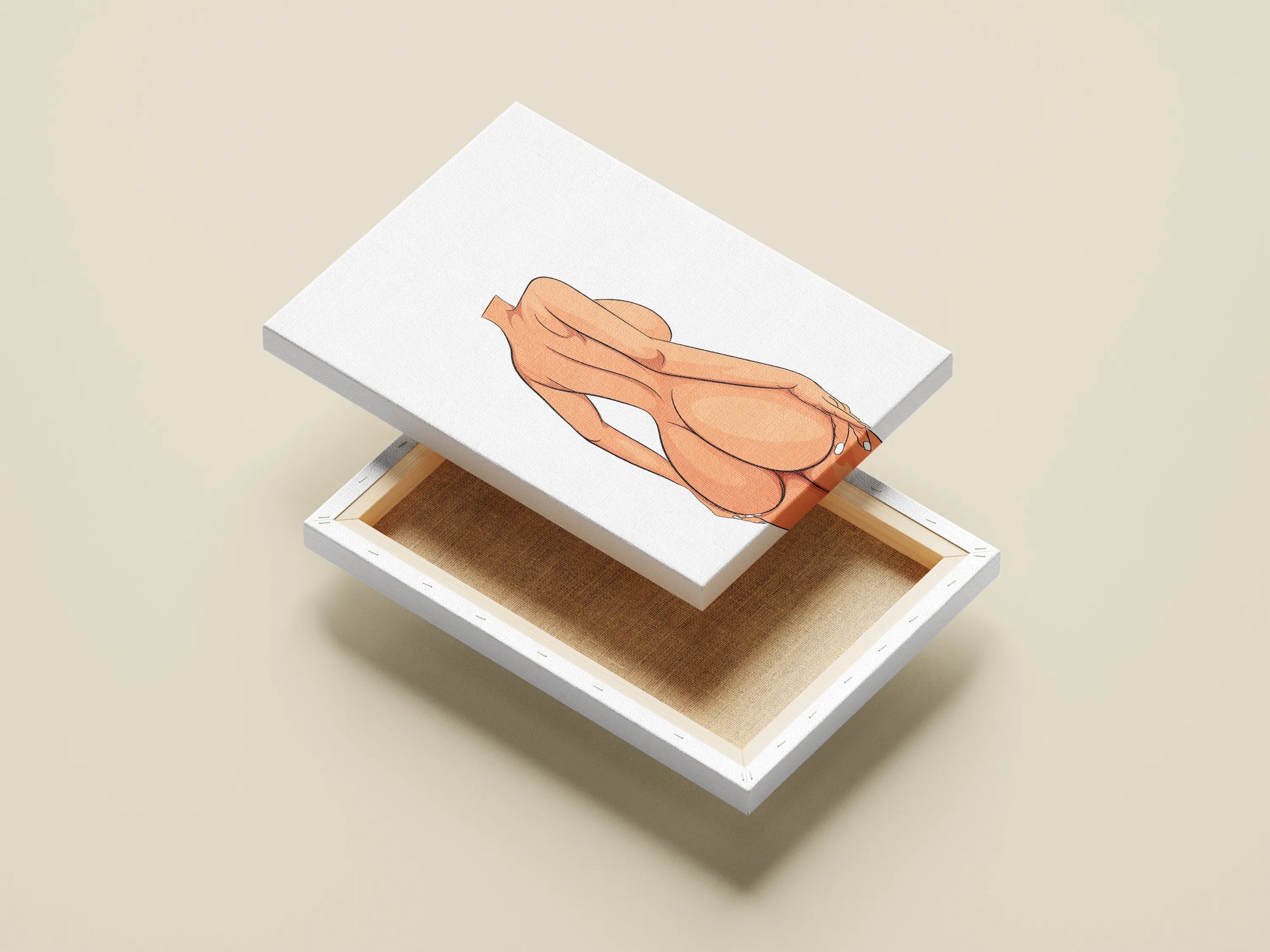 Curvy Elegance Sexy Woman Figure Digital Art on Canvas Box