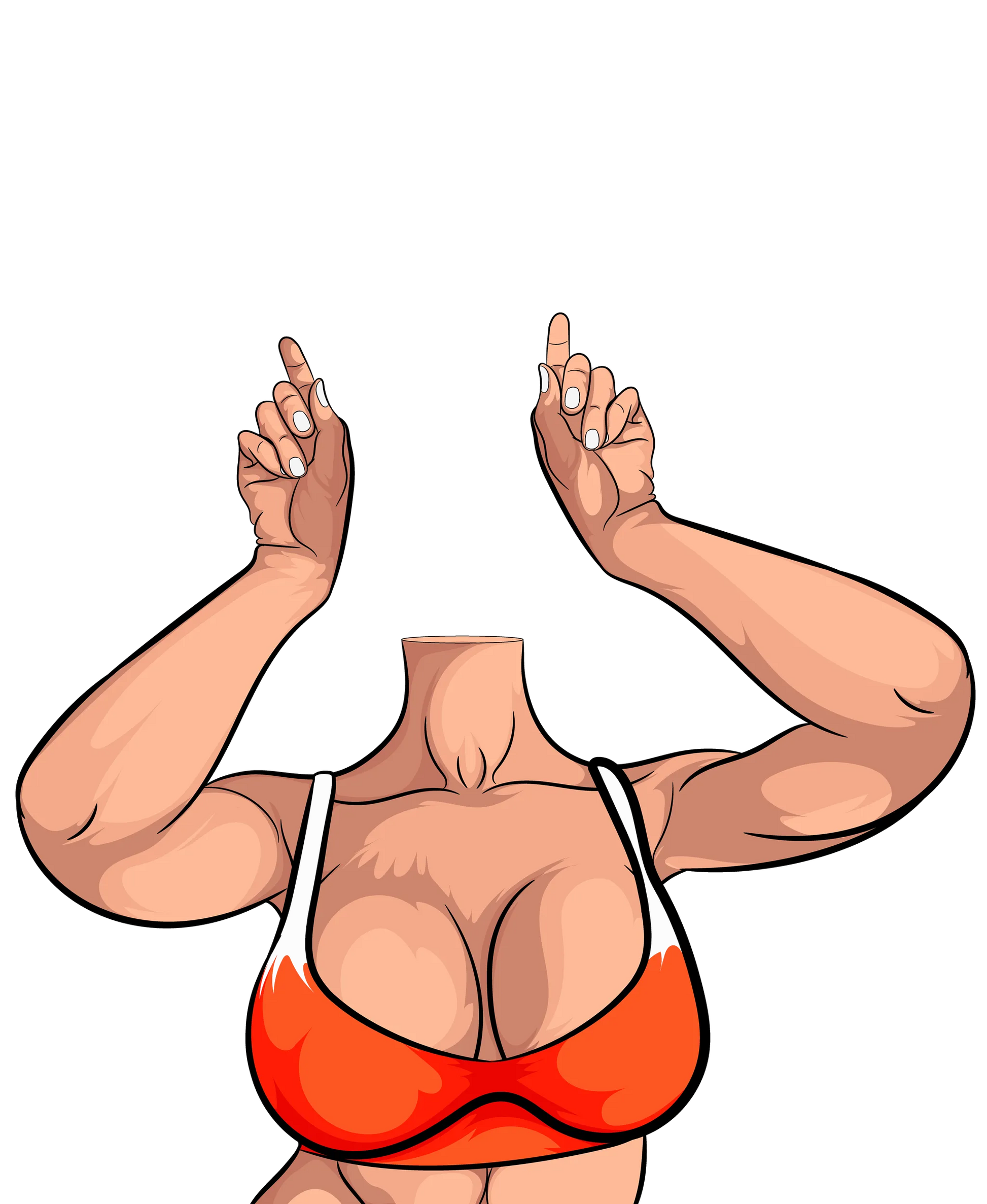 Model 28 - Baked Art vibrant pop art digital artwork with dynamic pose and bold orange top.