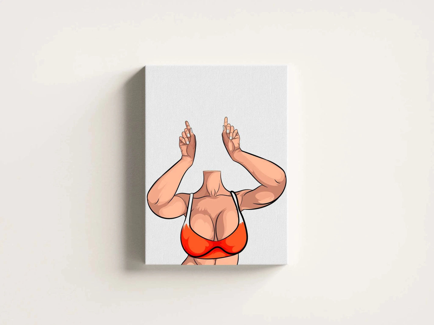 Dynamic pop art digital artwork featuring Model 28 in a vibrant orange top, ideal for modern decor and creative projects.