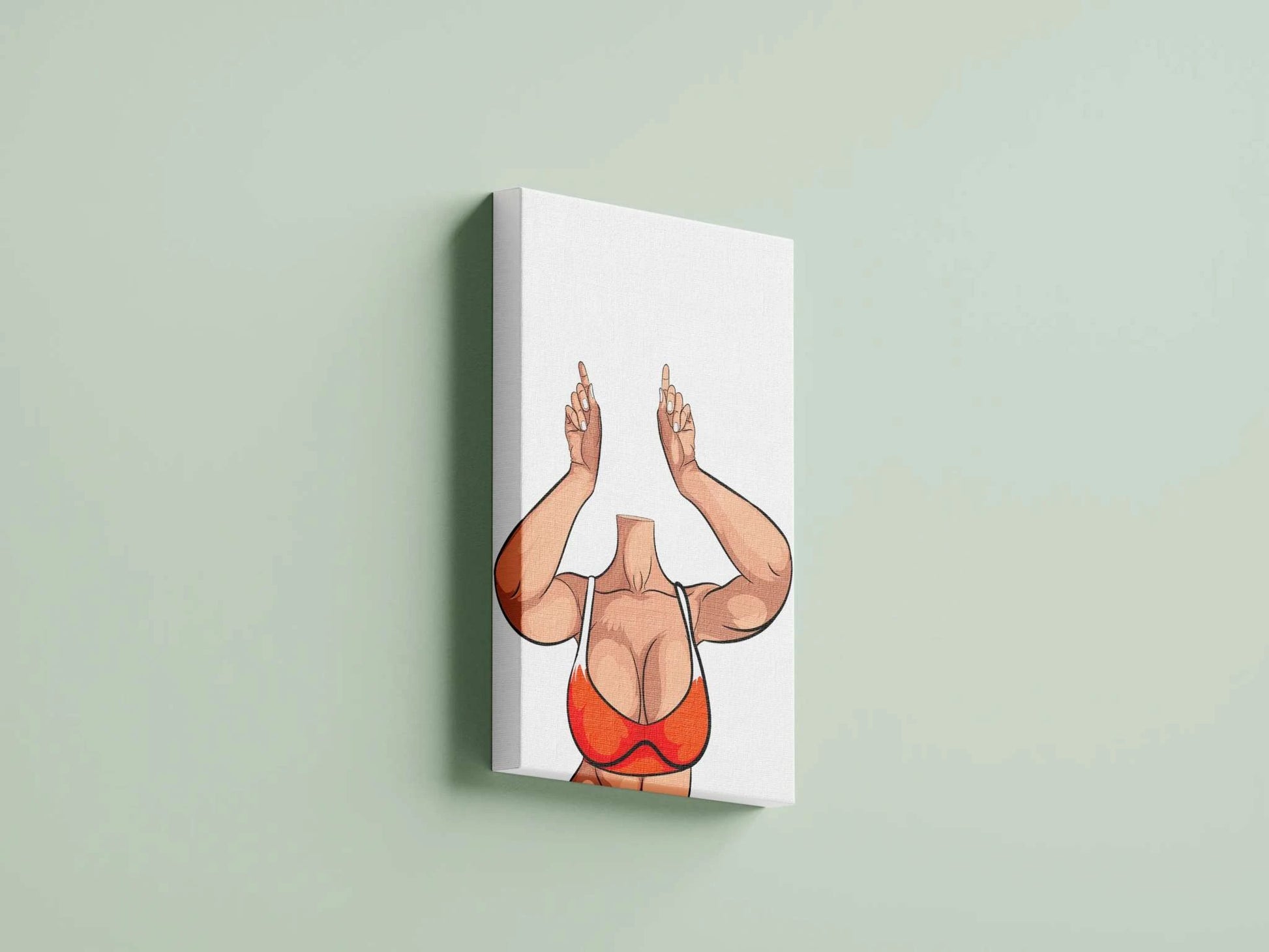 Model 28 Baked Art digital pop art featuring vibrant orange top on canvas.