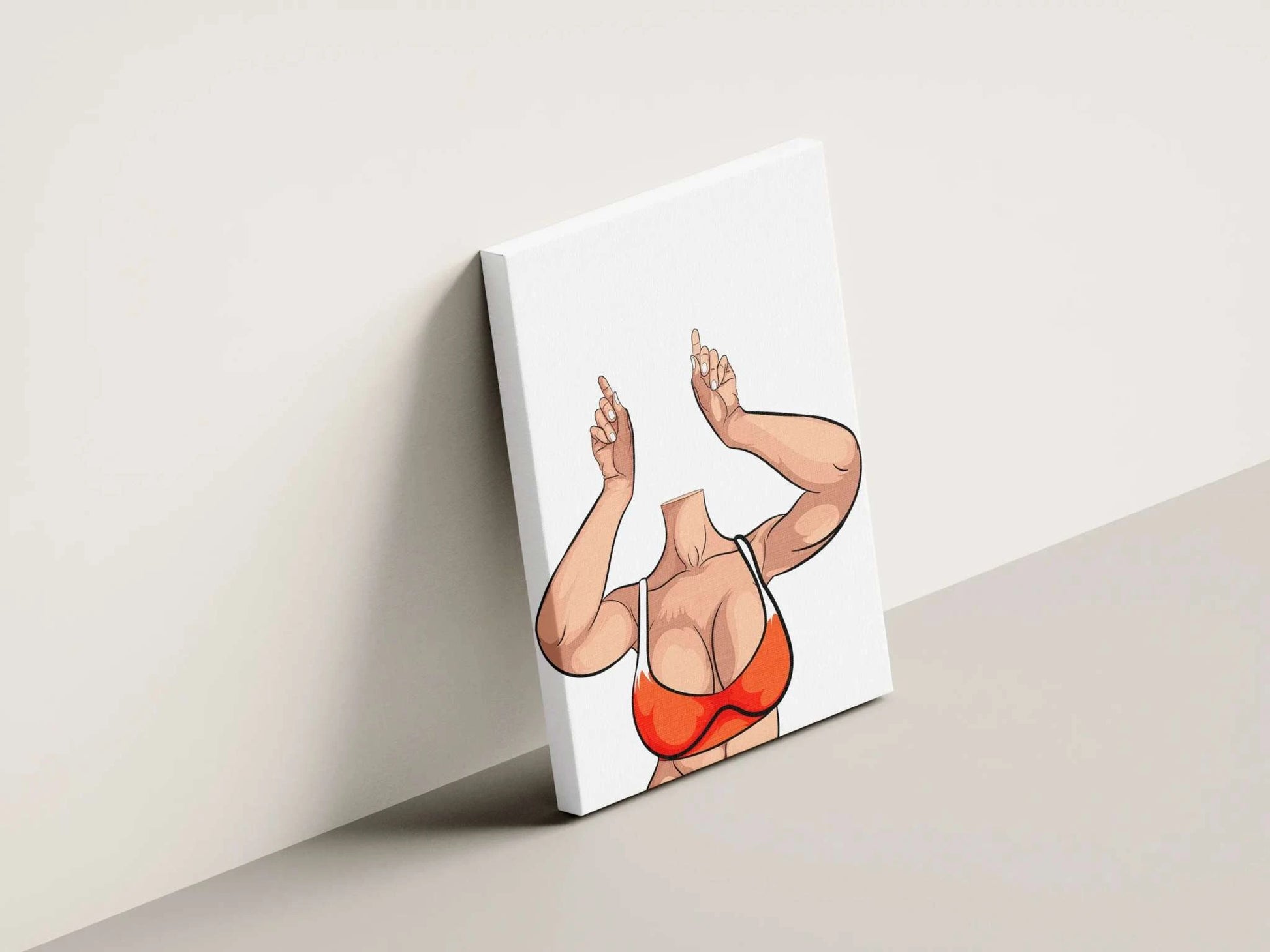 Dynamic pop art digital download featuring a vibrant orange top and bold lines, titled Model 28 - Baked Art.