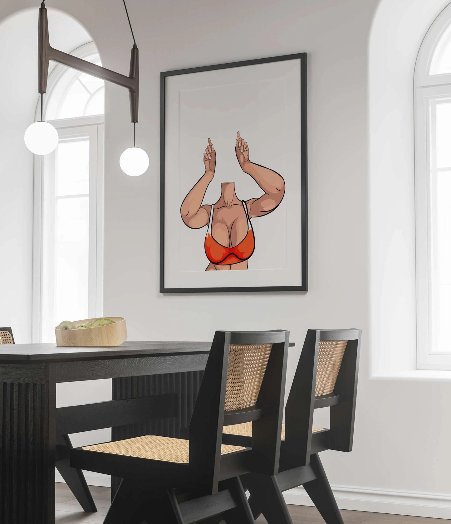Model 28 - Baked Art digital pop art with dynamic pose and vibrant orange tones.